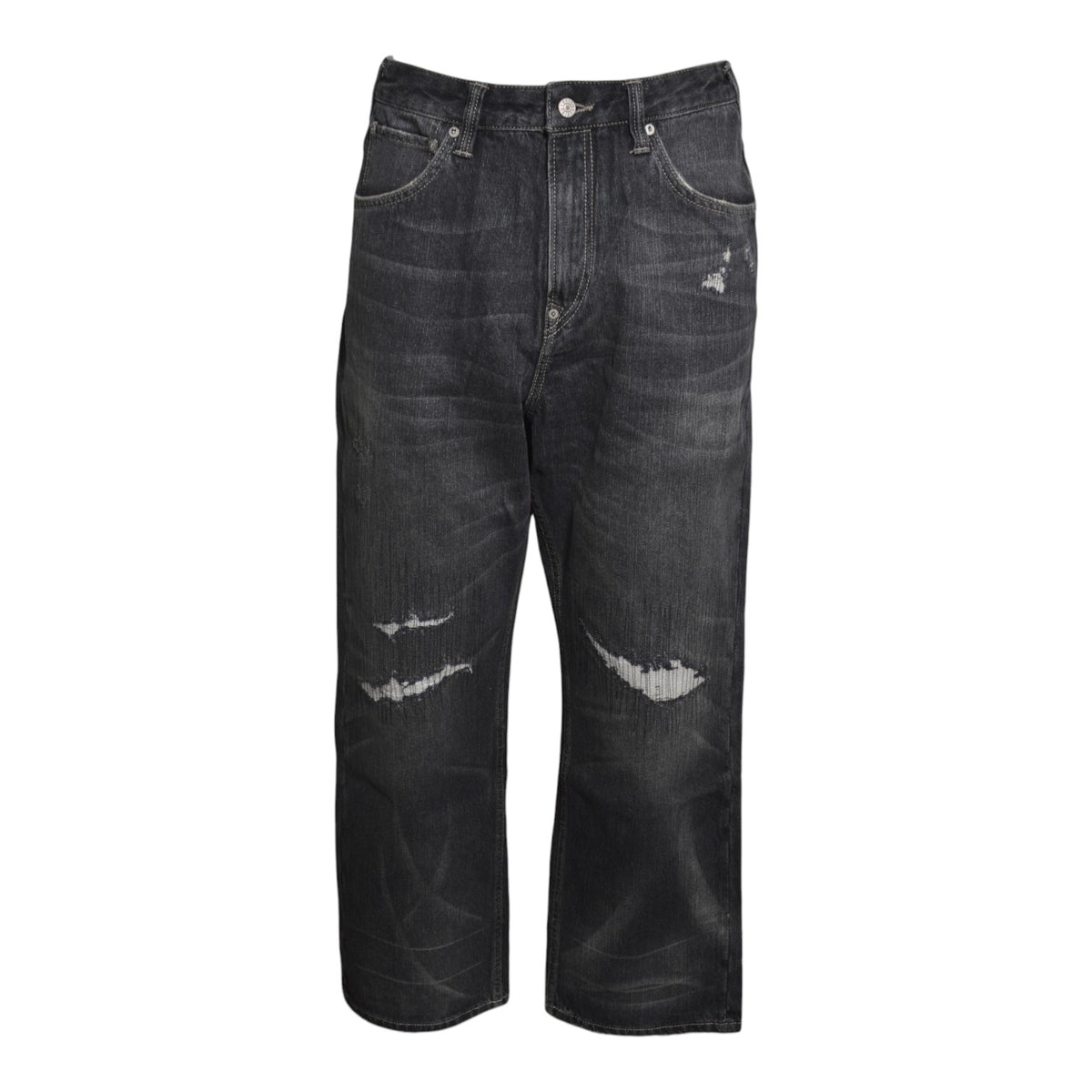 ej, distressed 5p jeans dark tone black denim 