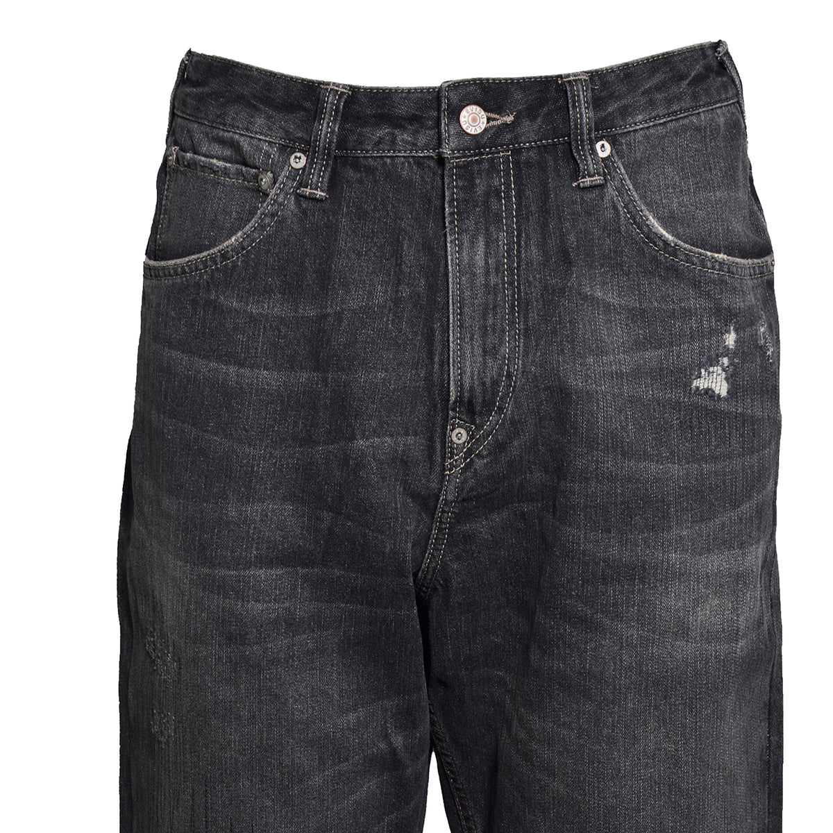 ej, distressed 5p jeans dark tone black denim 