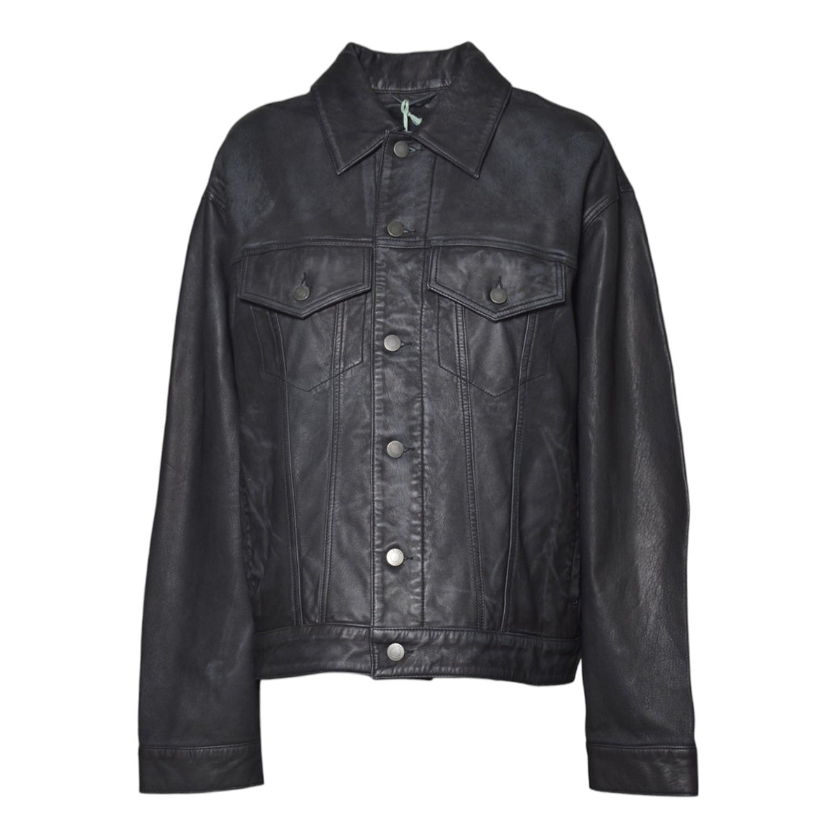 sage vintage black leather 