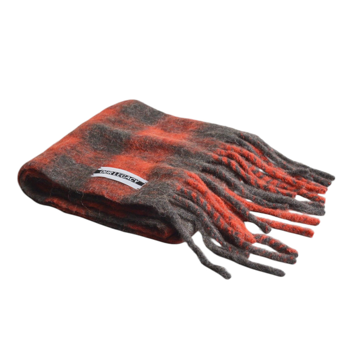 estate scarf burnt red plaid fuzzy alpaca 