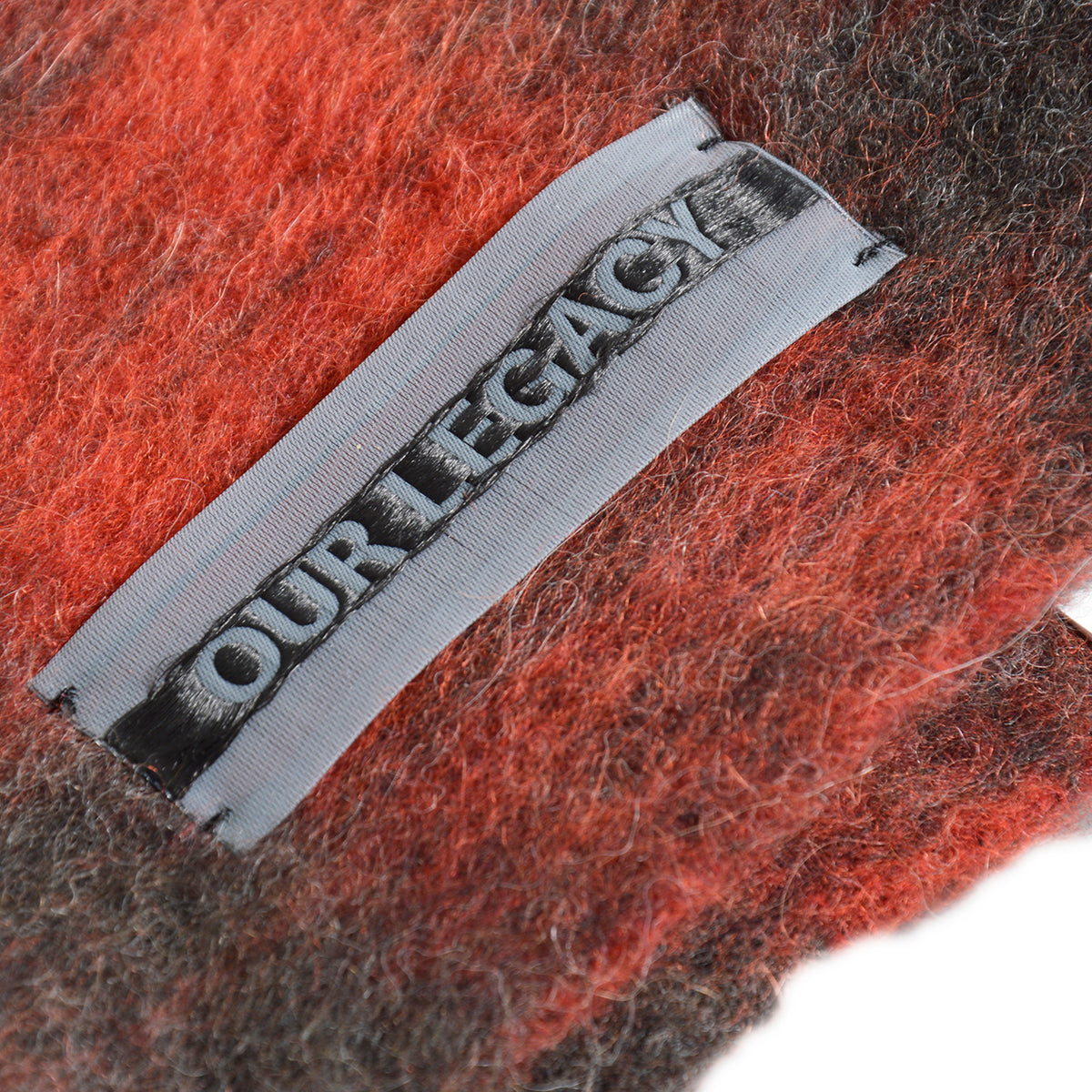 estate scarf burnt red plaid fuzzy alpaca 