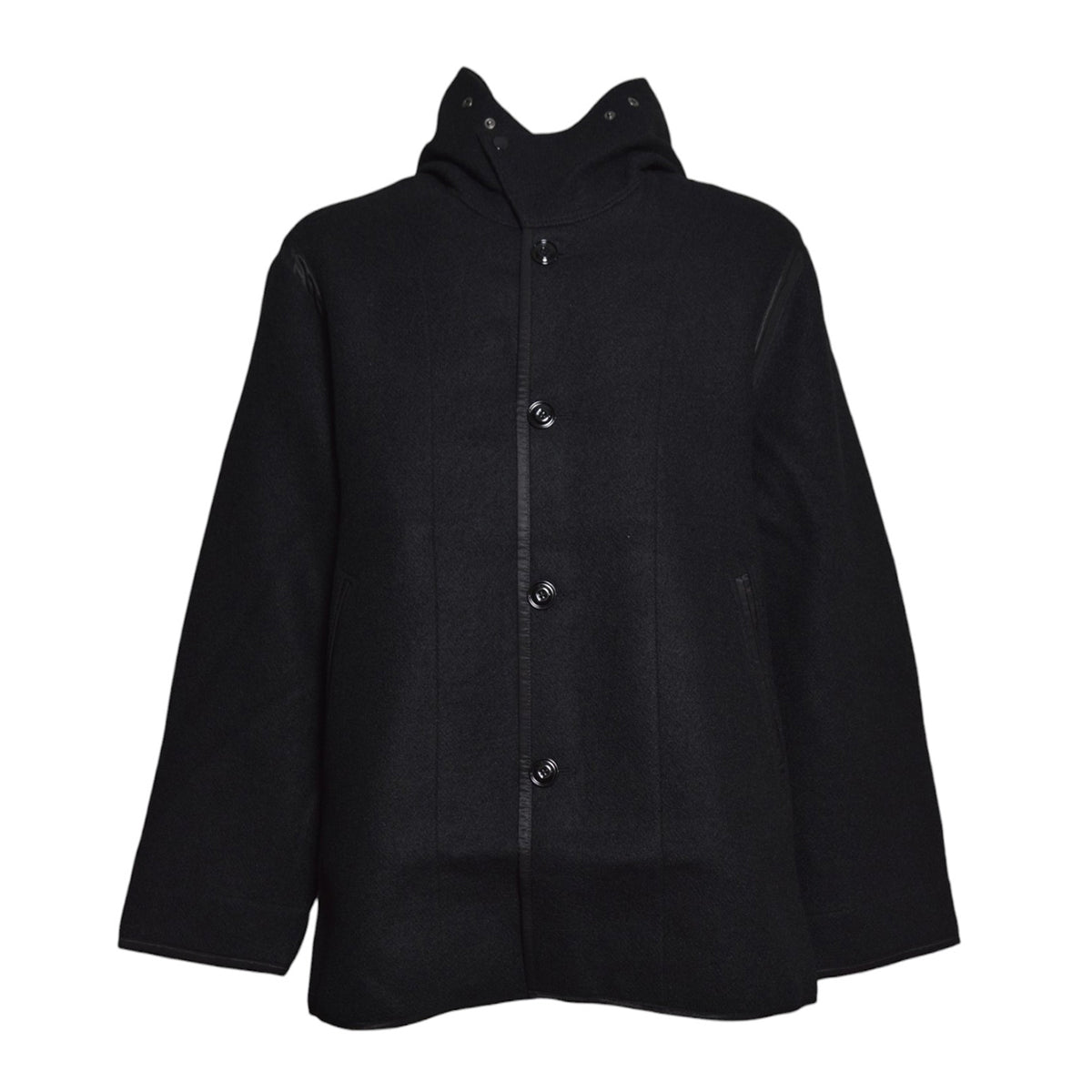 liner jacket black stamped wool 