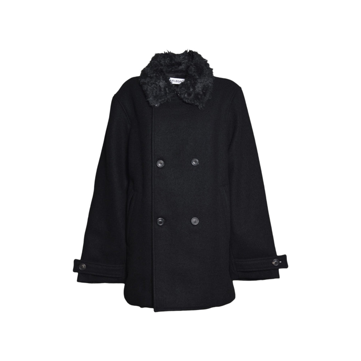 wage peacoat black stamped wool 