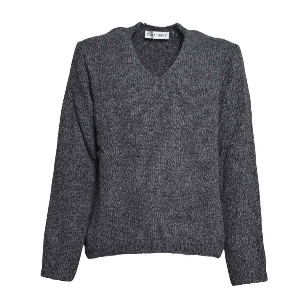 link v-neck slub twisted ash grey wool 