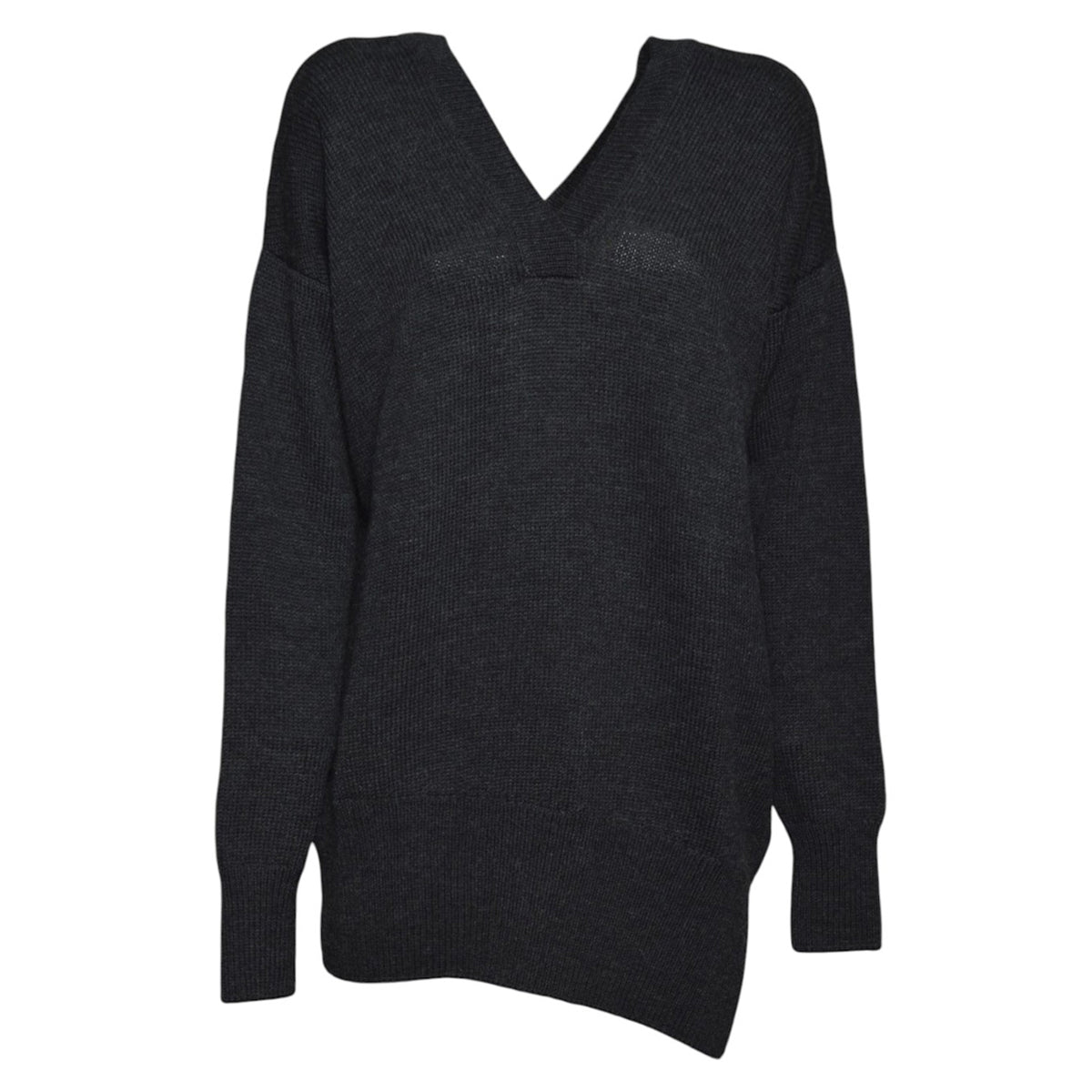 raise v-neck charcoal dry merino wool 
