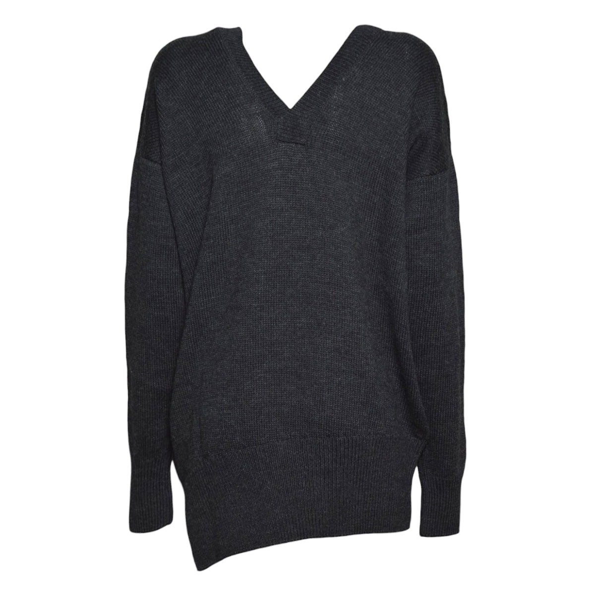 raise v-neck charcoal dry merino wool 