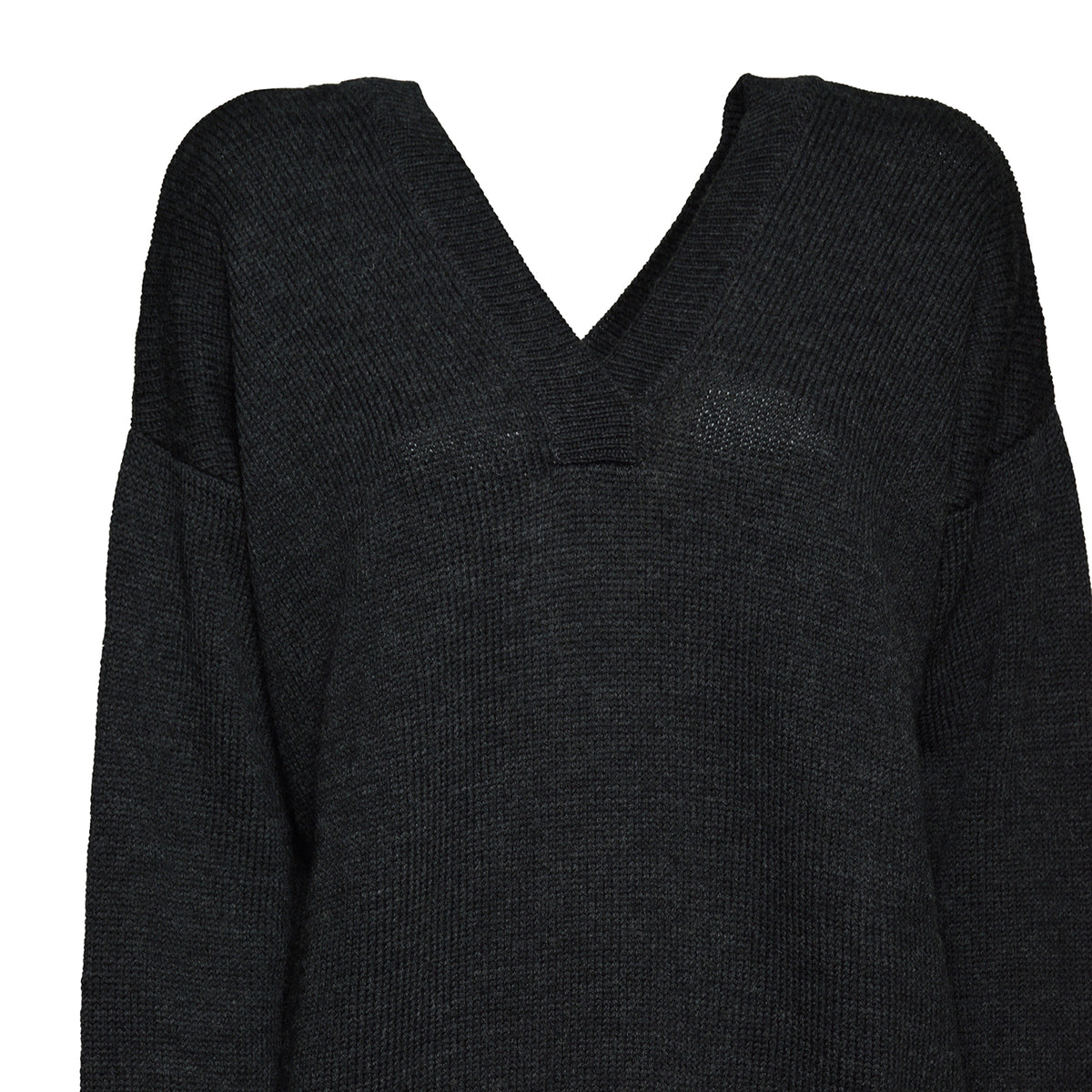 raise v-neck charcoal dry merino wool 