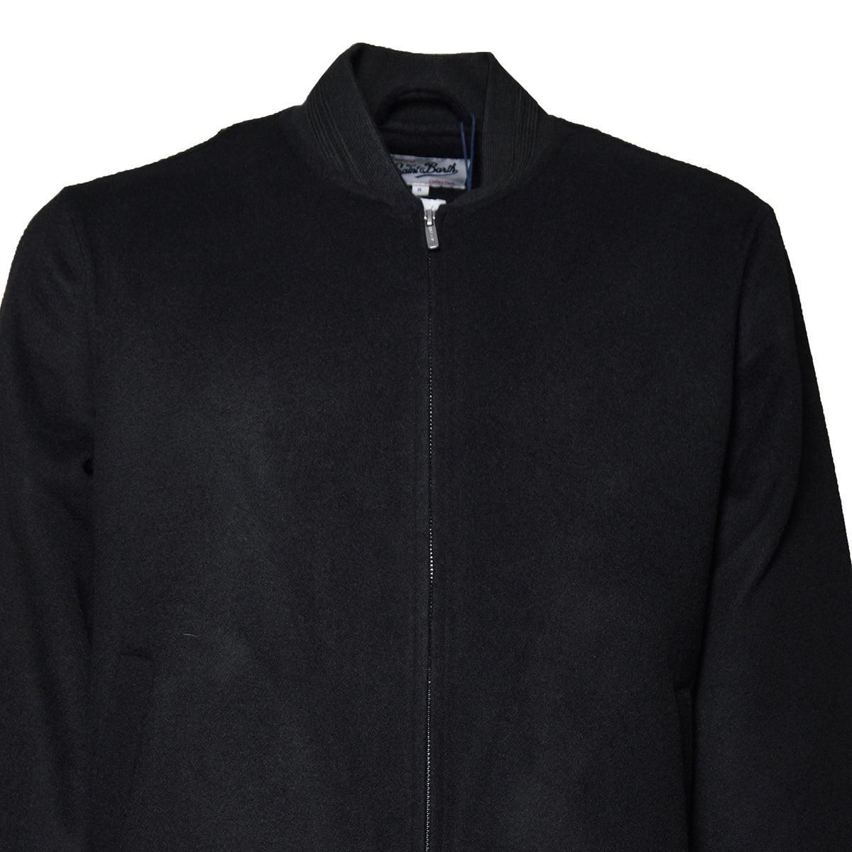 camden wool bomber jacket with ribbed knit 