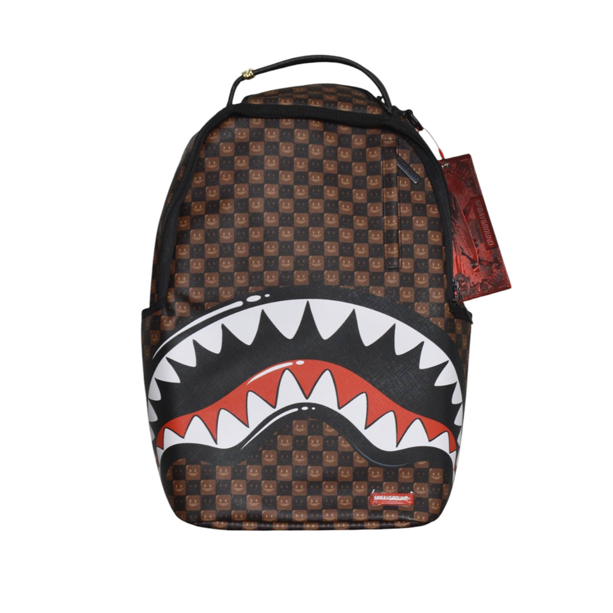 sharks in paris wtf bubble brown check backpack 