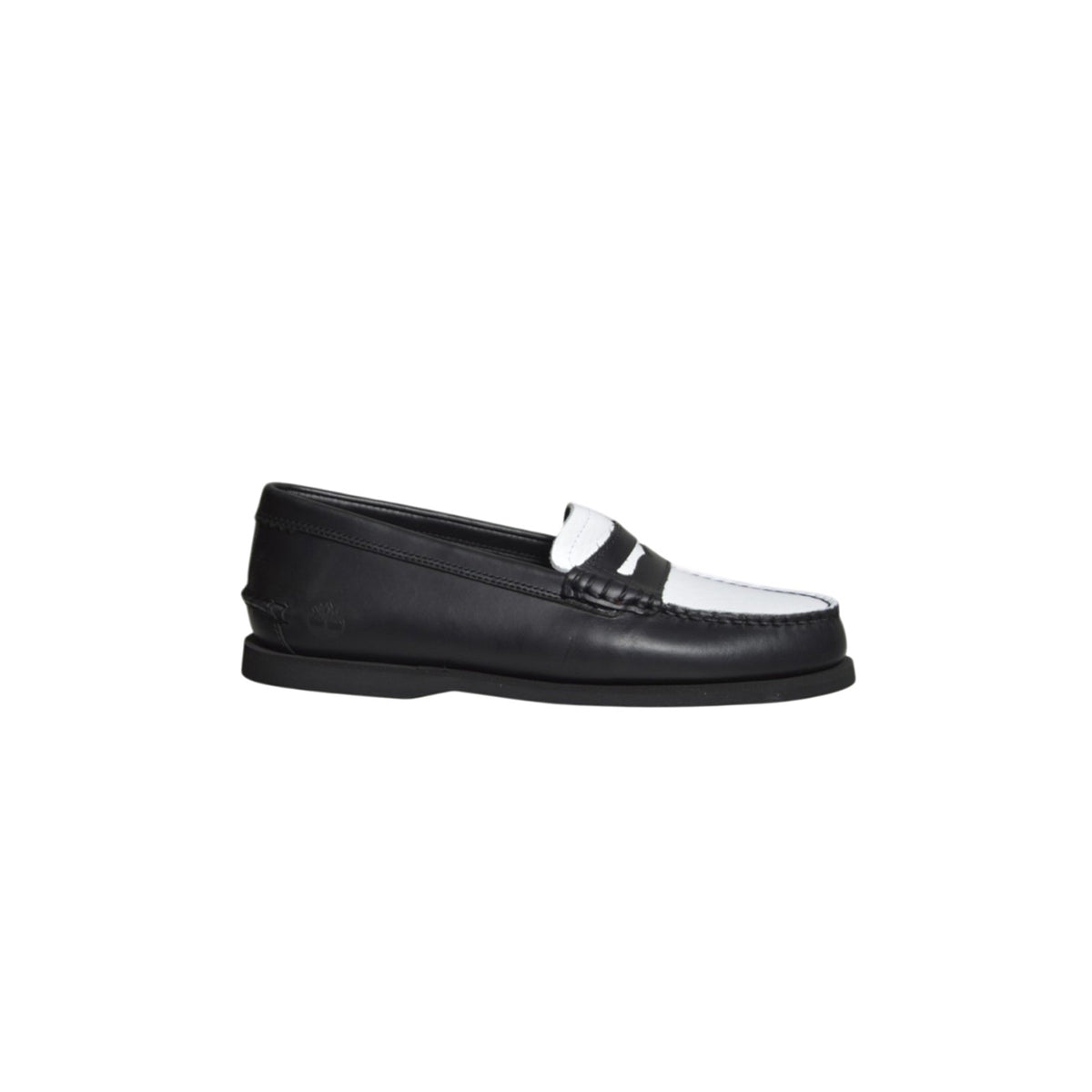 classic boat loafer shoe black full grain w white 