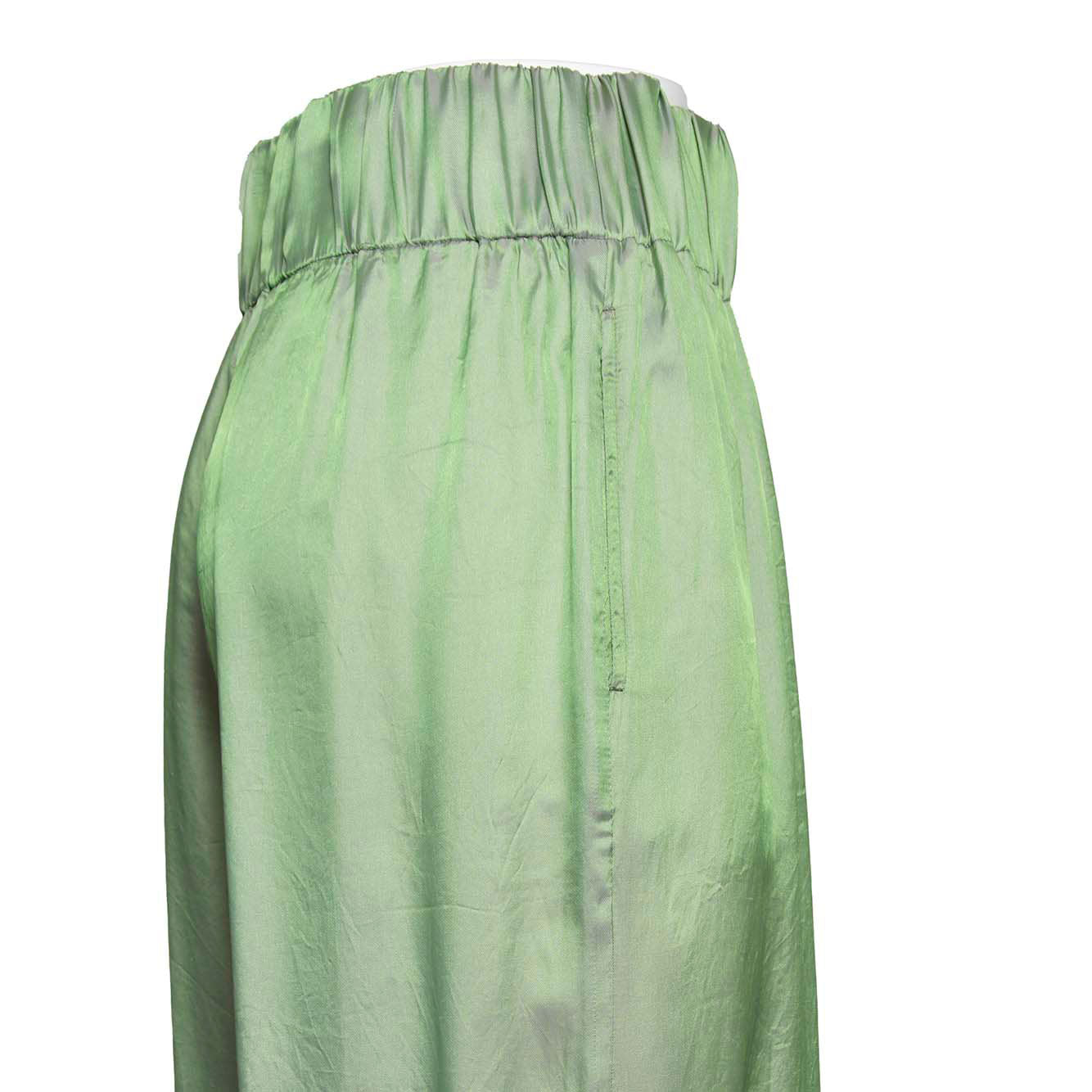 Pantalone ampio in saglia di viscosa e seta verde Aspesi