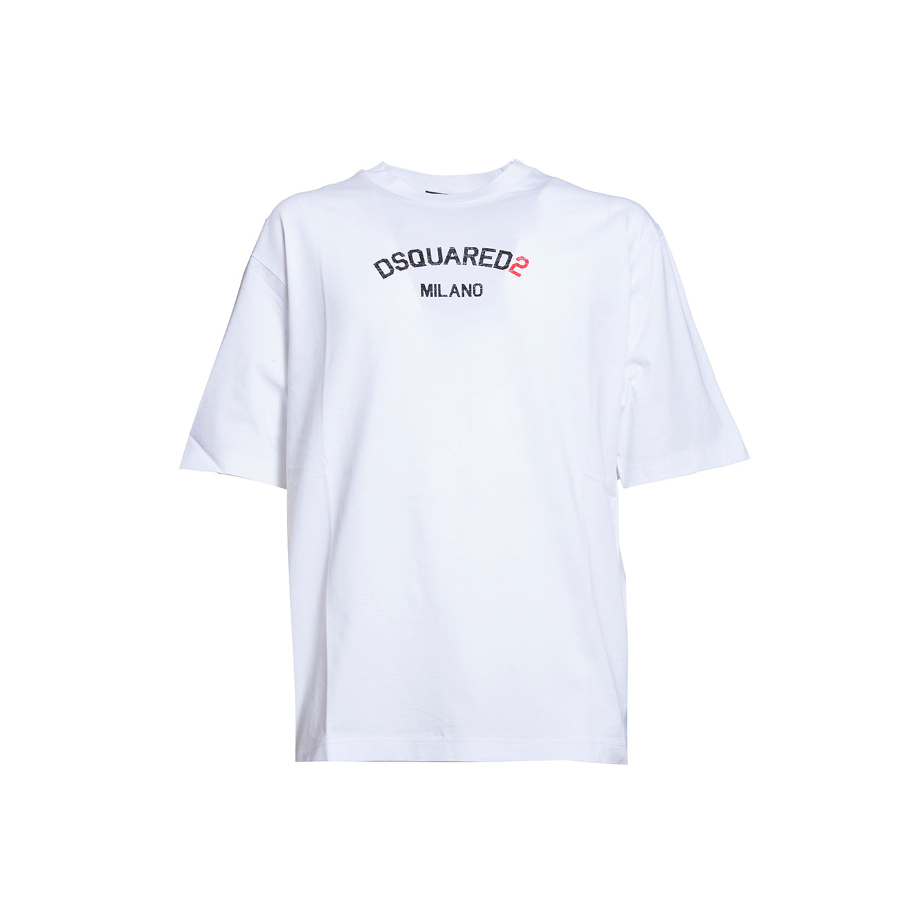 T-shirt Loose Fit in cotone bianco con stampa Dsquared2