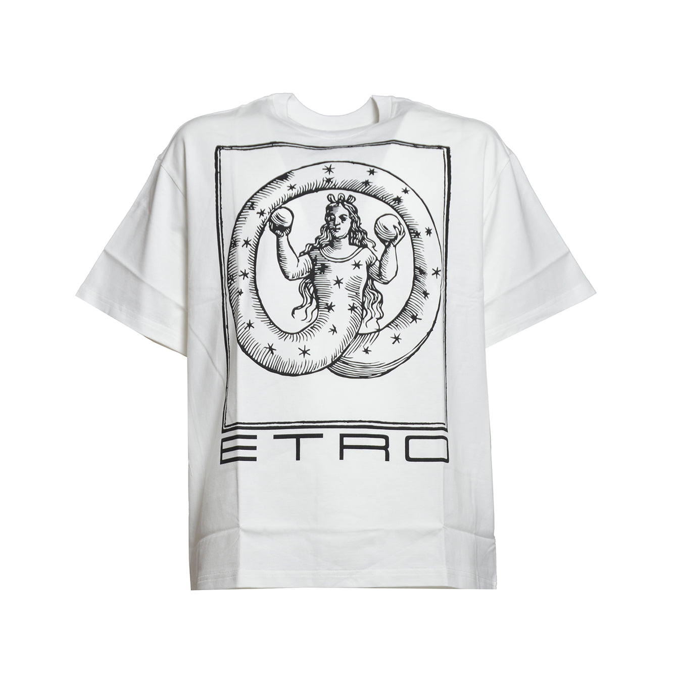 T-shirt in cotone panna con stampa grafica Etro