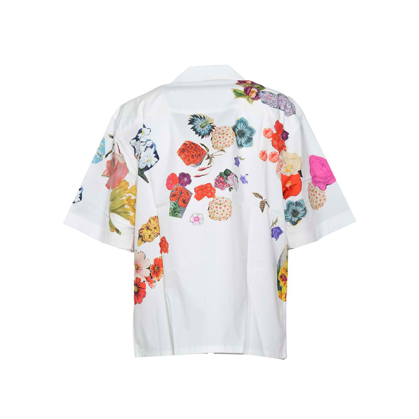 Camicia maniche corte in cotone bianco stampa floreale Marni