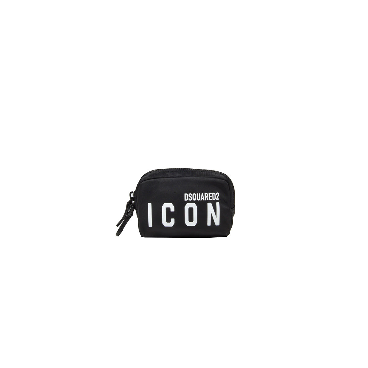 Clutch Icon mini in nylon nero con stampa logo Dsquared2 