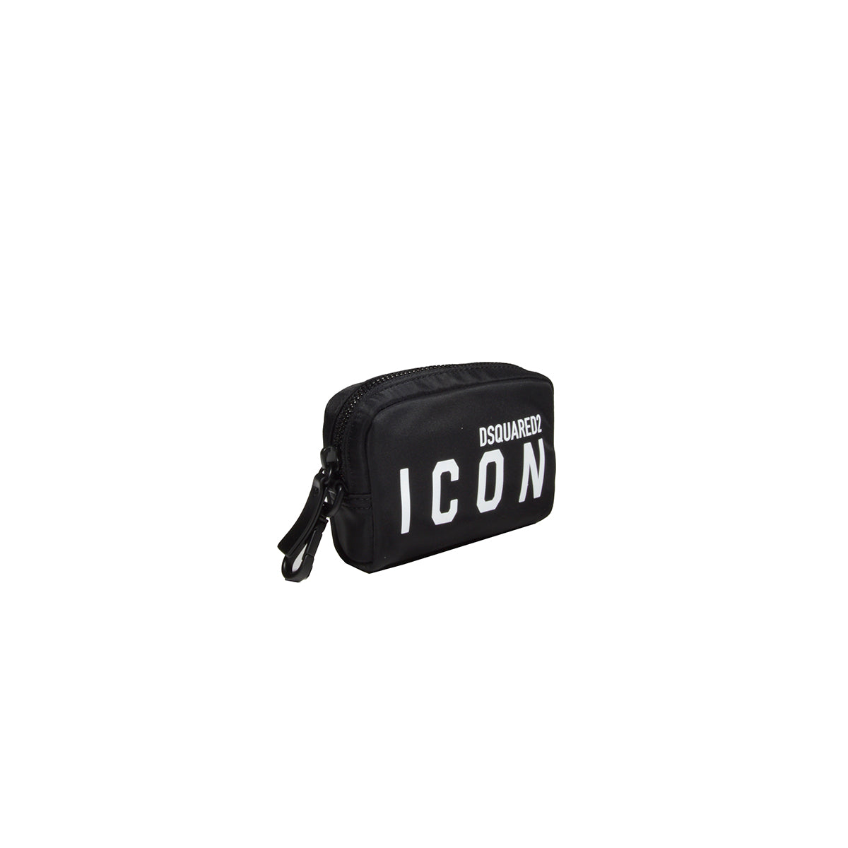 Clutch Icon mini in nylon nero con stampa logo Dsquared2 