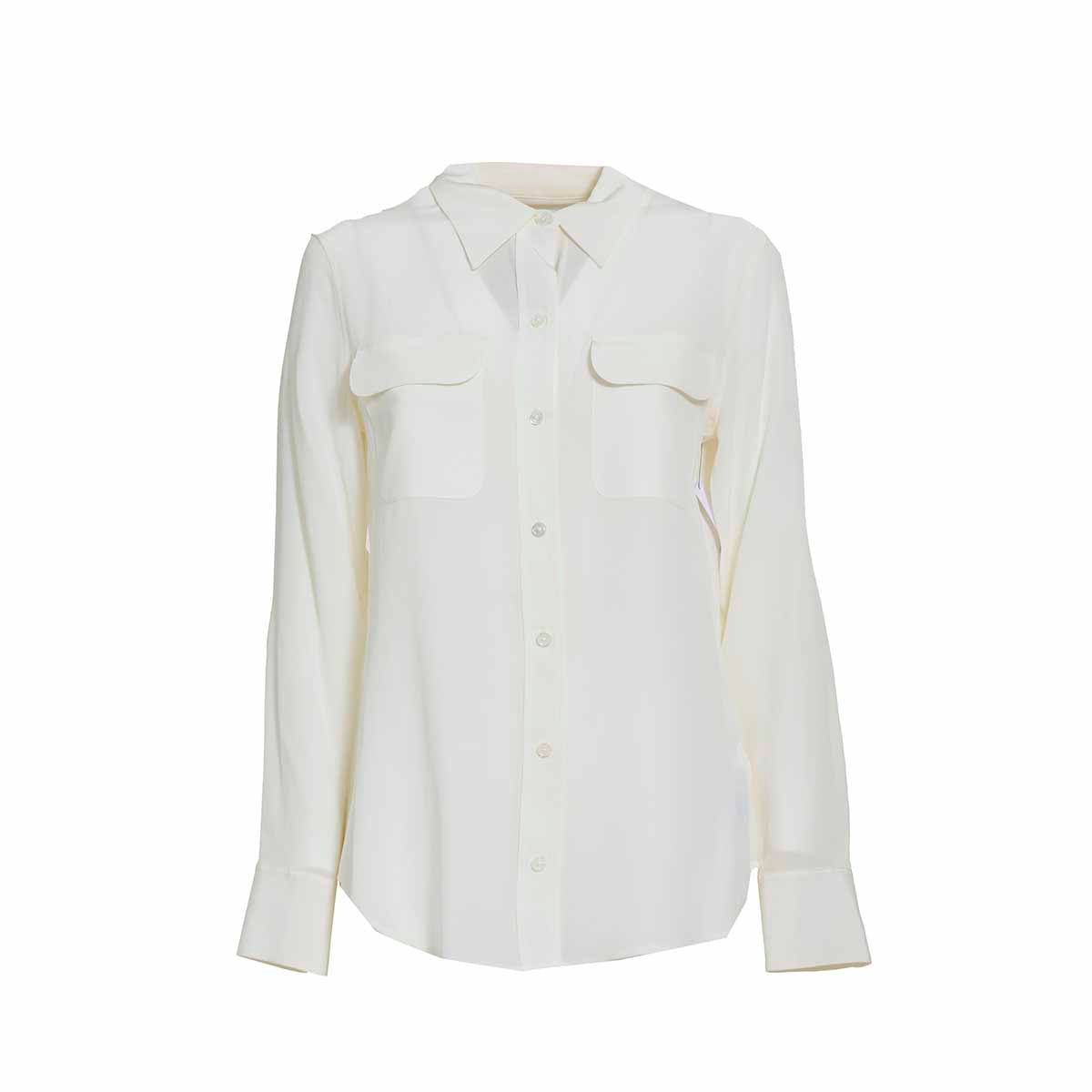 Camicia Slim Signature in pura seta bianca Equipment 