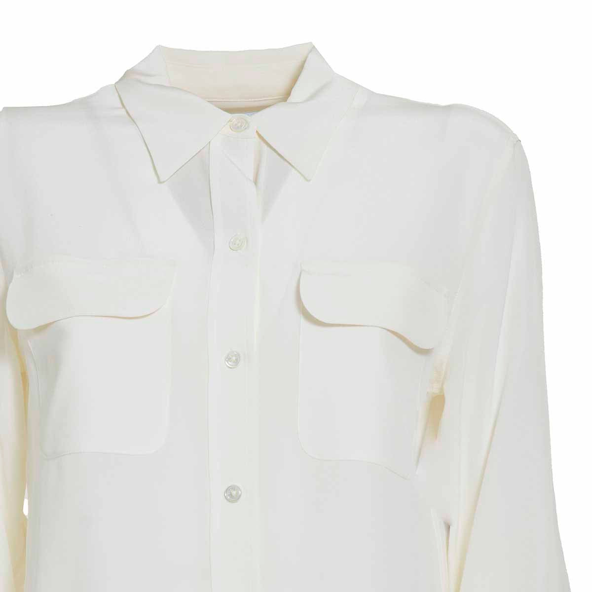 Camicia Slim Signature in pura seta bianca Equipment 
