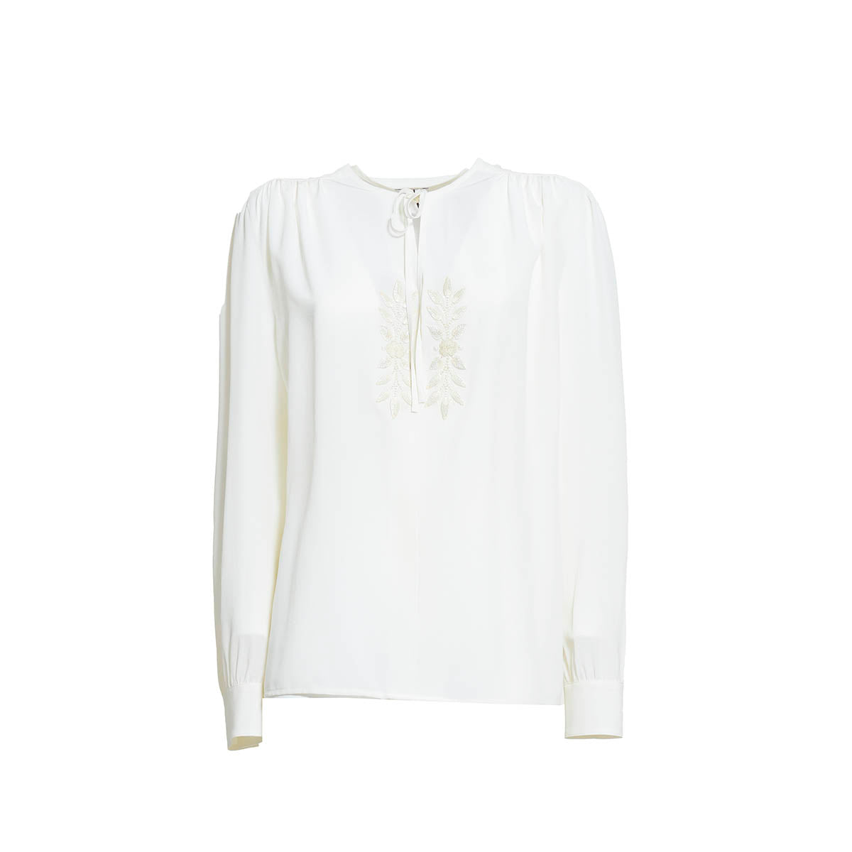 Blusa in seta con ricami e fiocco panna Etro 