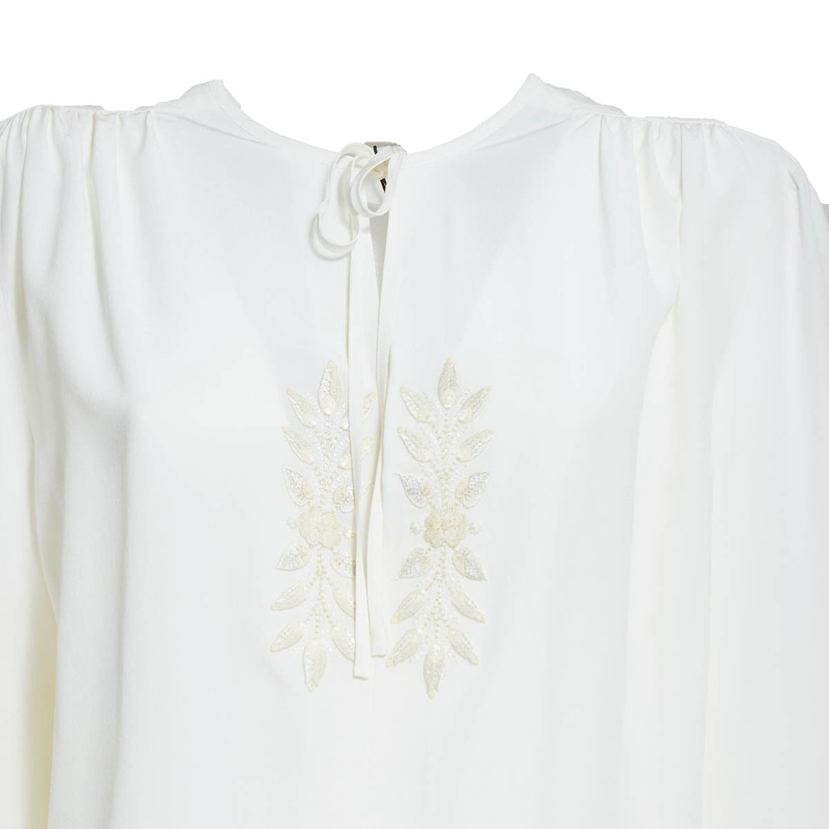 Blusa in seta con ricami e fiocco panna Etro 