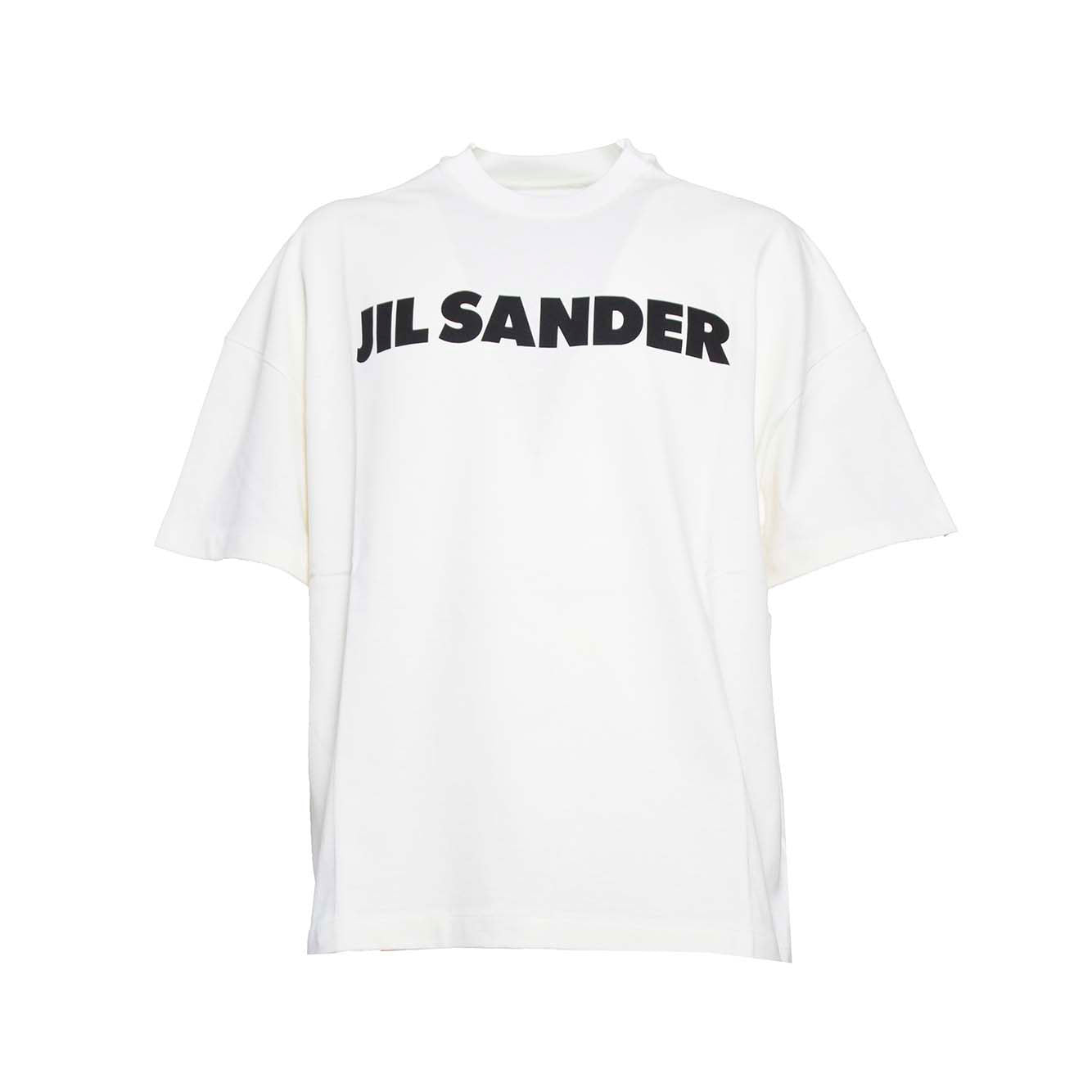 T-shirt maniche corte in cotone bianco stampa logo Jil Sander 