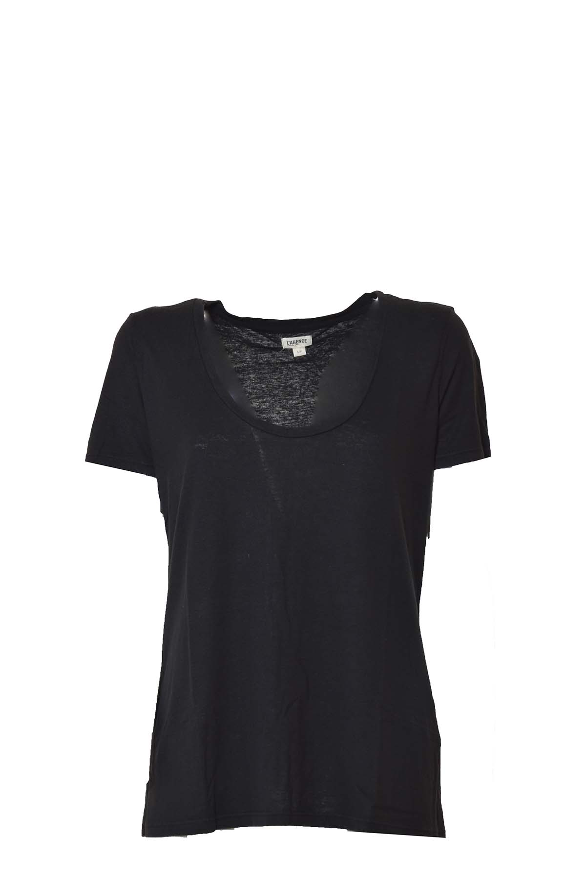 T-shirt Harvey nera scollo rotondo L'Agence 