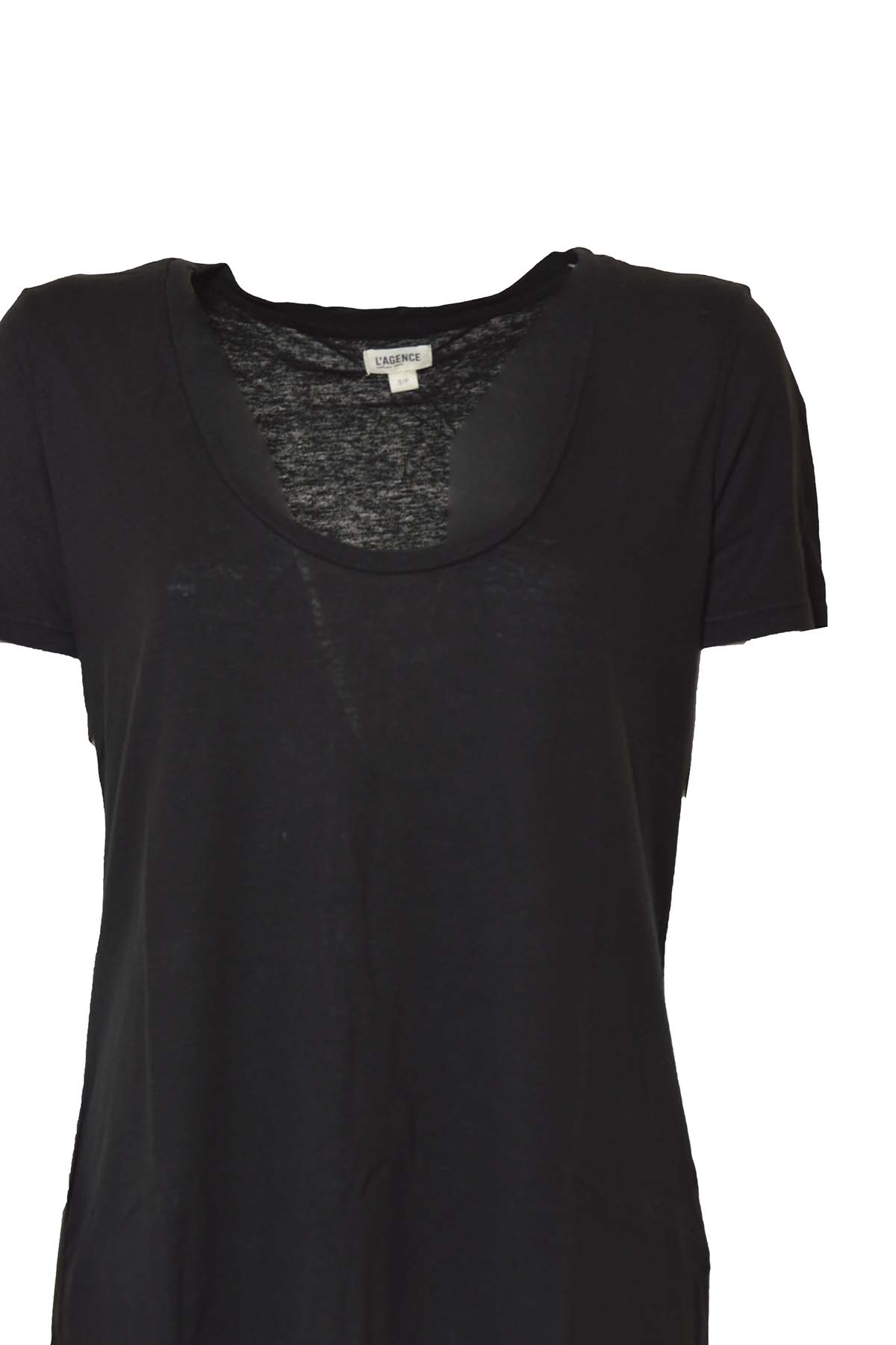 T-shirt Harvey nera scollo rotondo L'Agence 