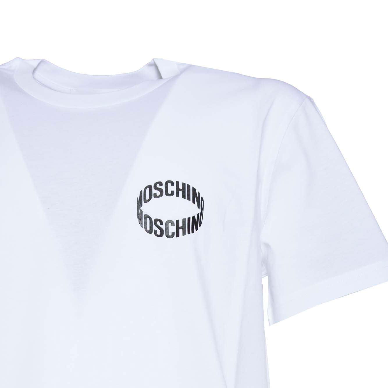 T-shirt in cotone bianco con stampa Loop Moschino 