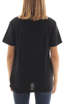 T-shirt in cotone nero con stampa mini logo N°21 