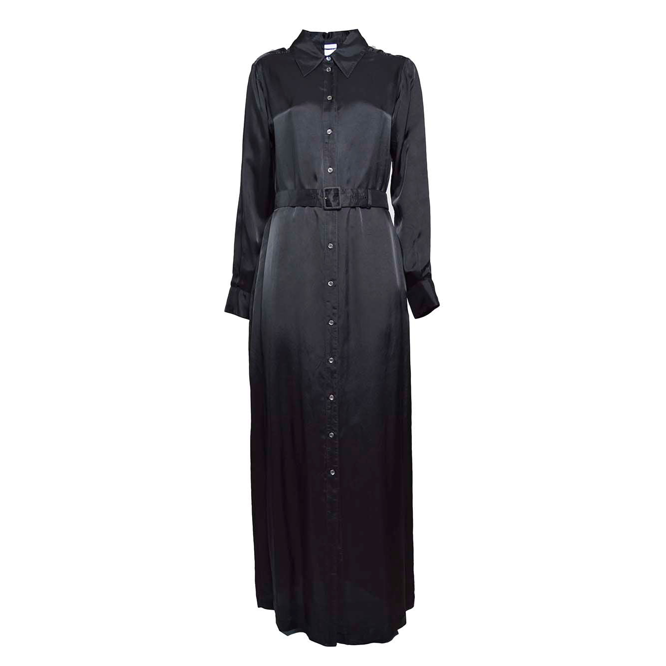 Abito chemisier in twill di viscosa nera Aspesi 