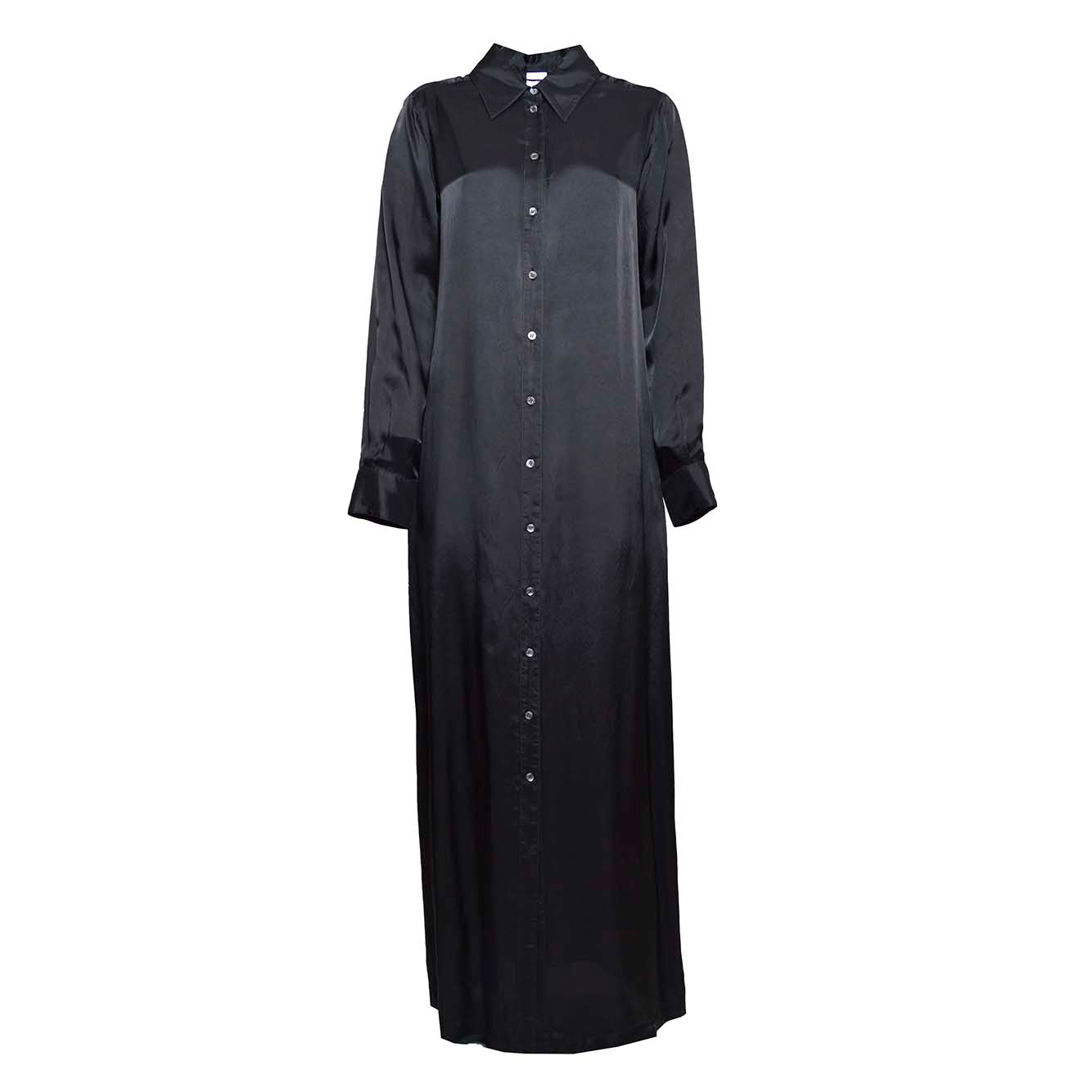 Abito chemisier in twill di viscosa nera Aspesi 