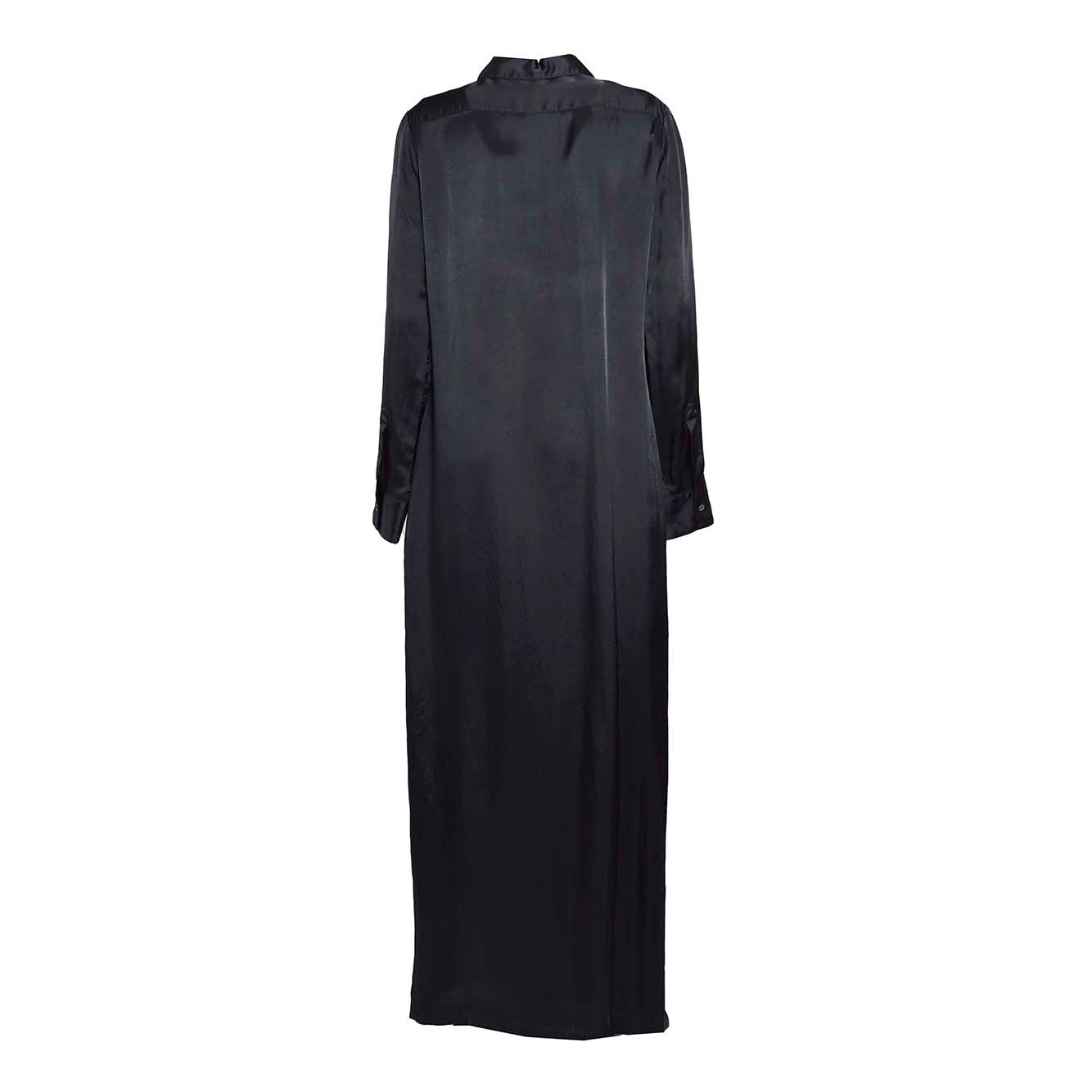 Abito chemisier in twill di viscosa nera Aspesi 