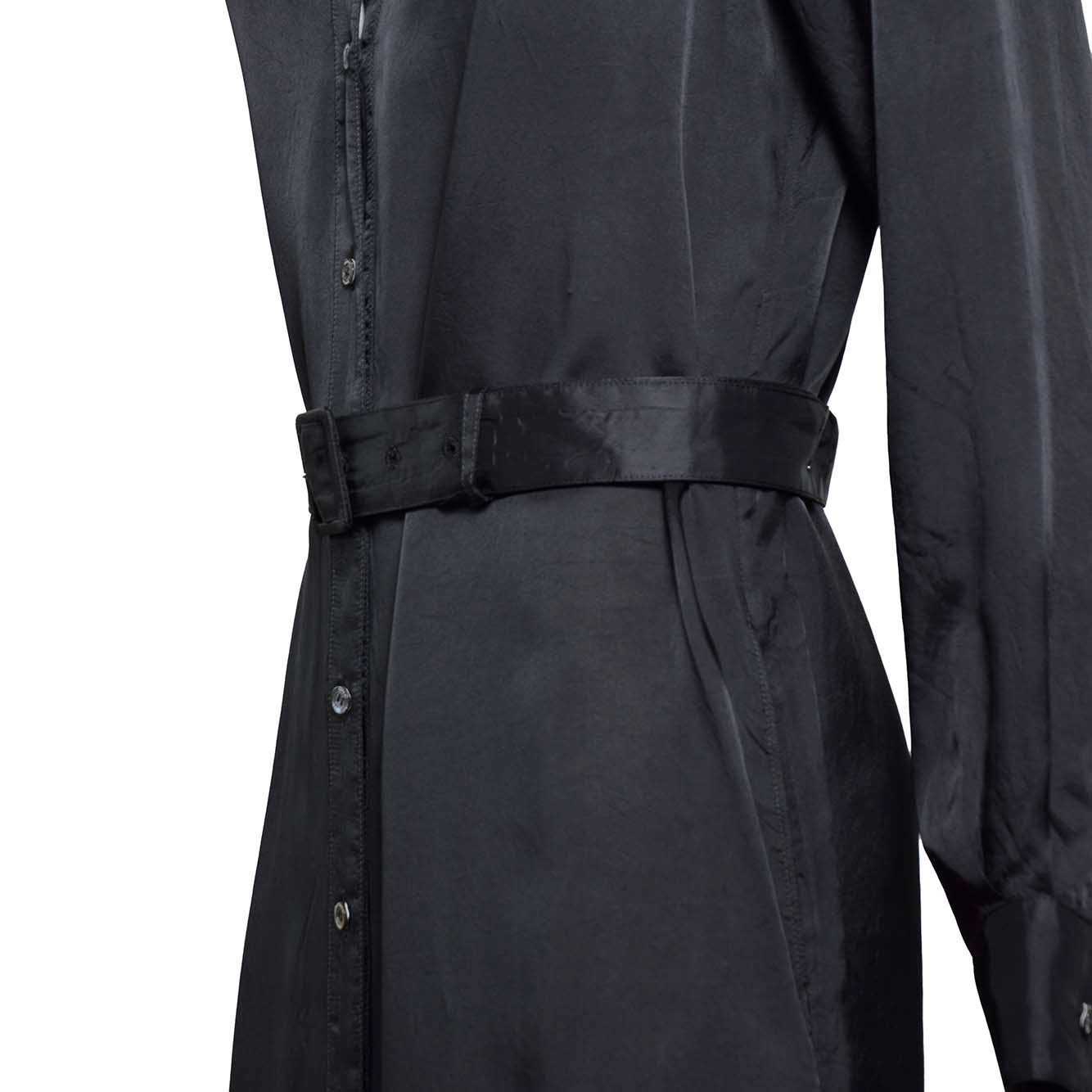 Abito chemisier in twill di viscosa nera Aspesi 