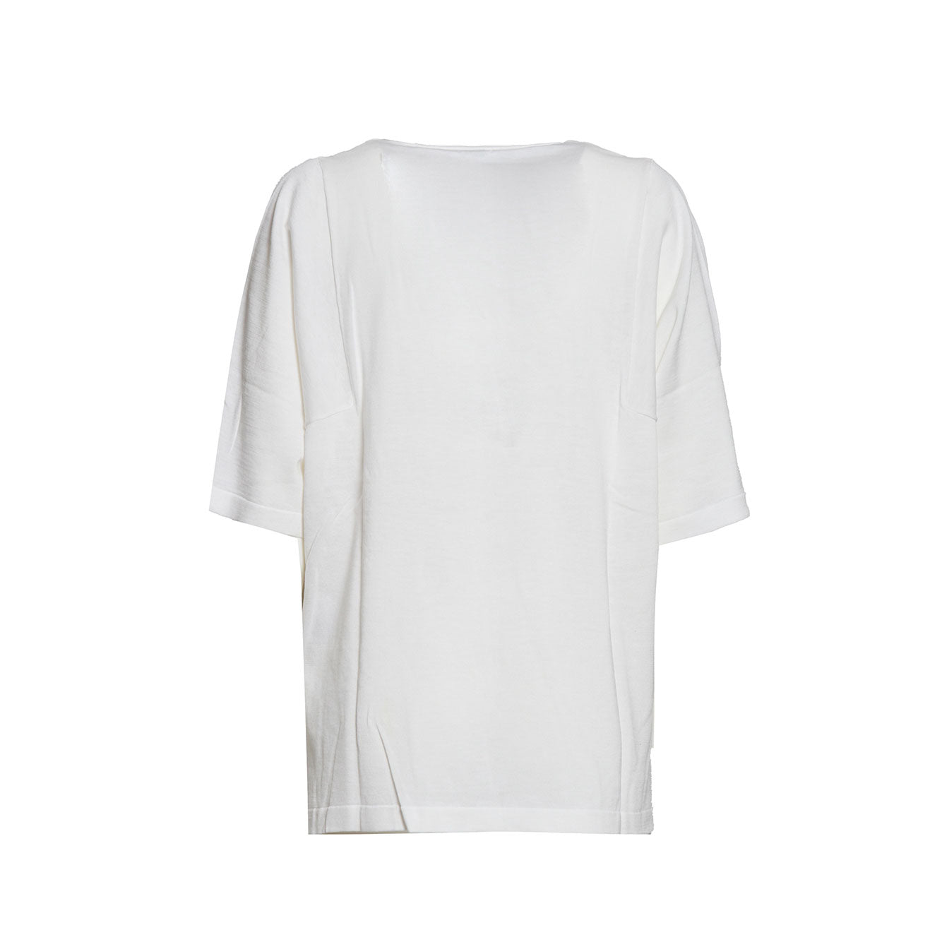 T-shirt in maglia di cotone e seta bianco naturale Aspesi 
