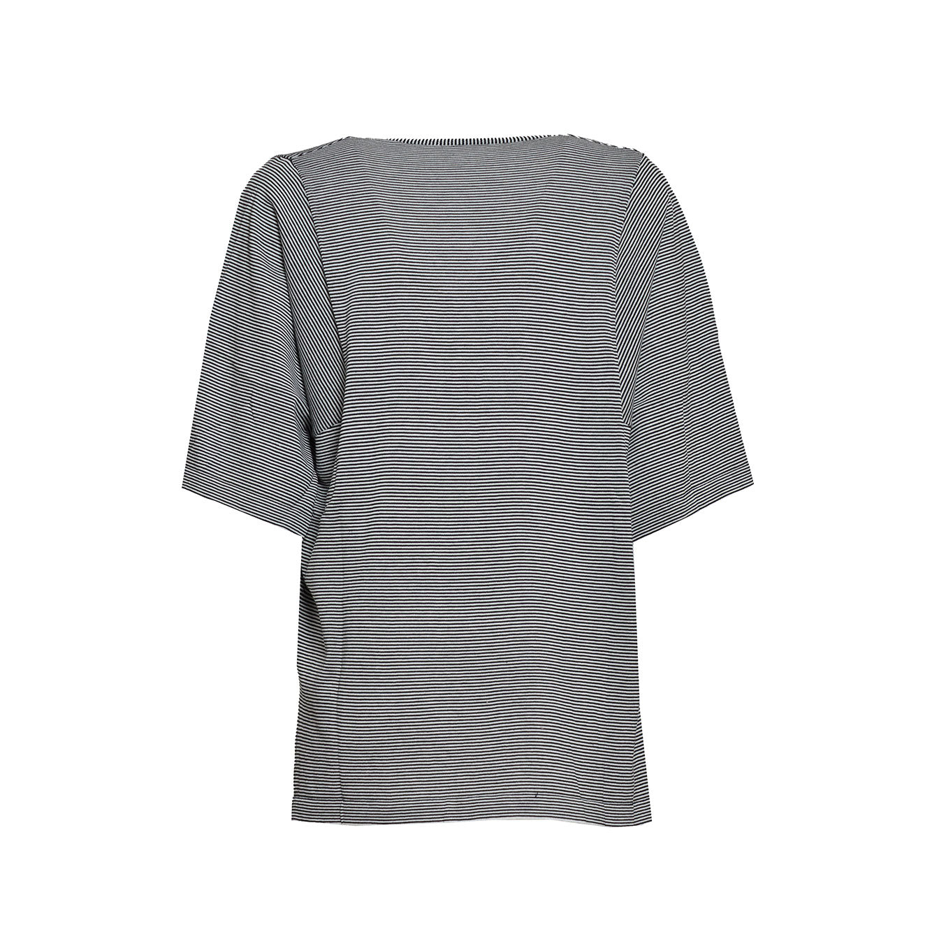 T-shirt in maglia di cotone e seta bianco e nero a righe Aspesi 