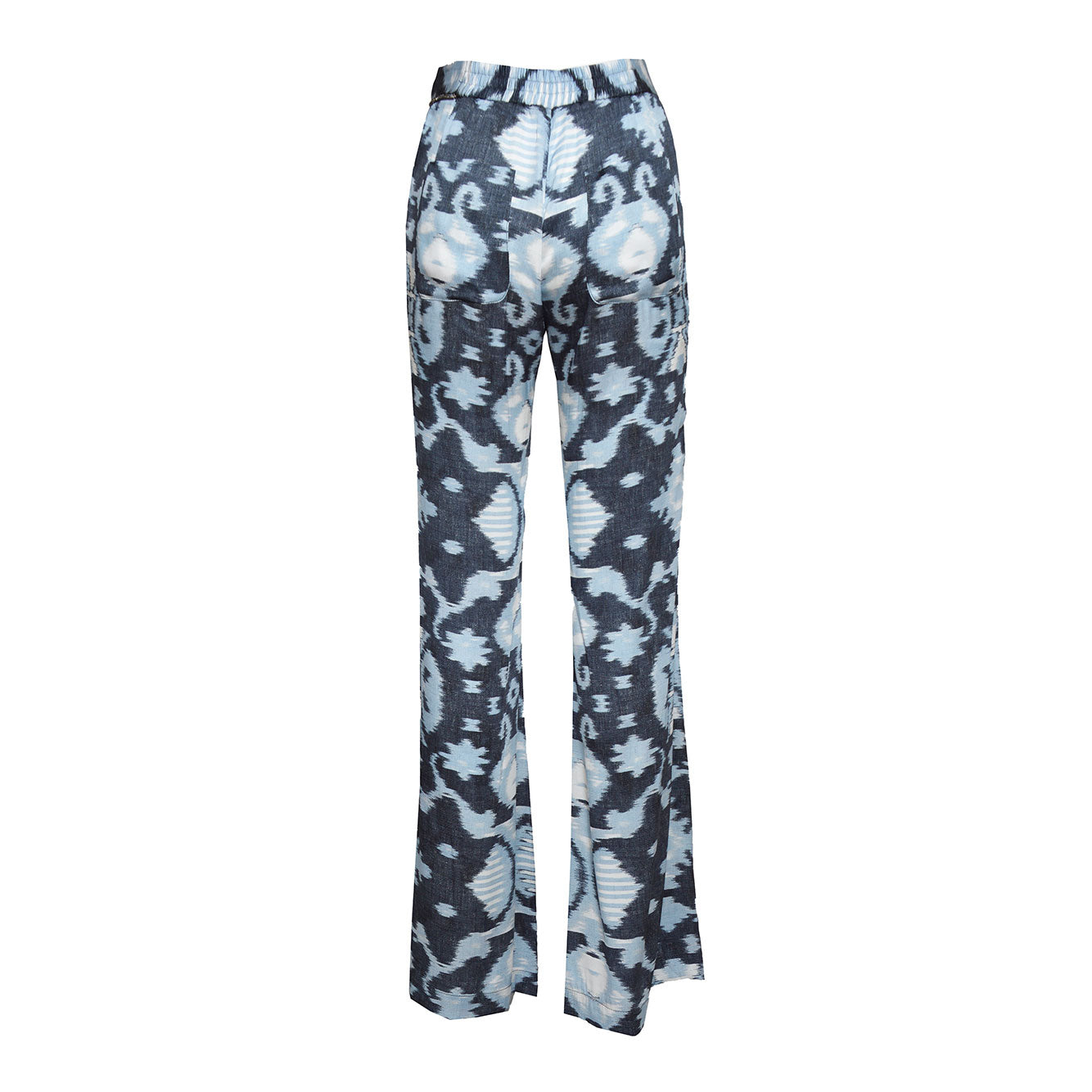 Pantalone flare in viscosa stampata blu Bazar Deluxe 