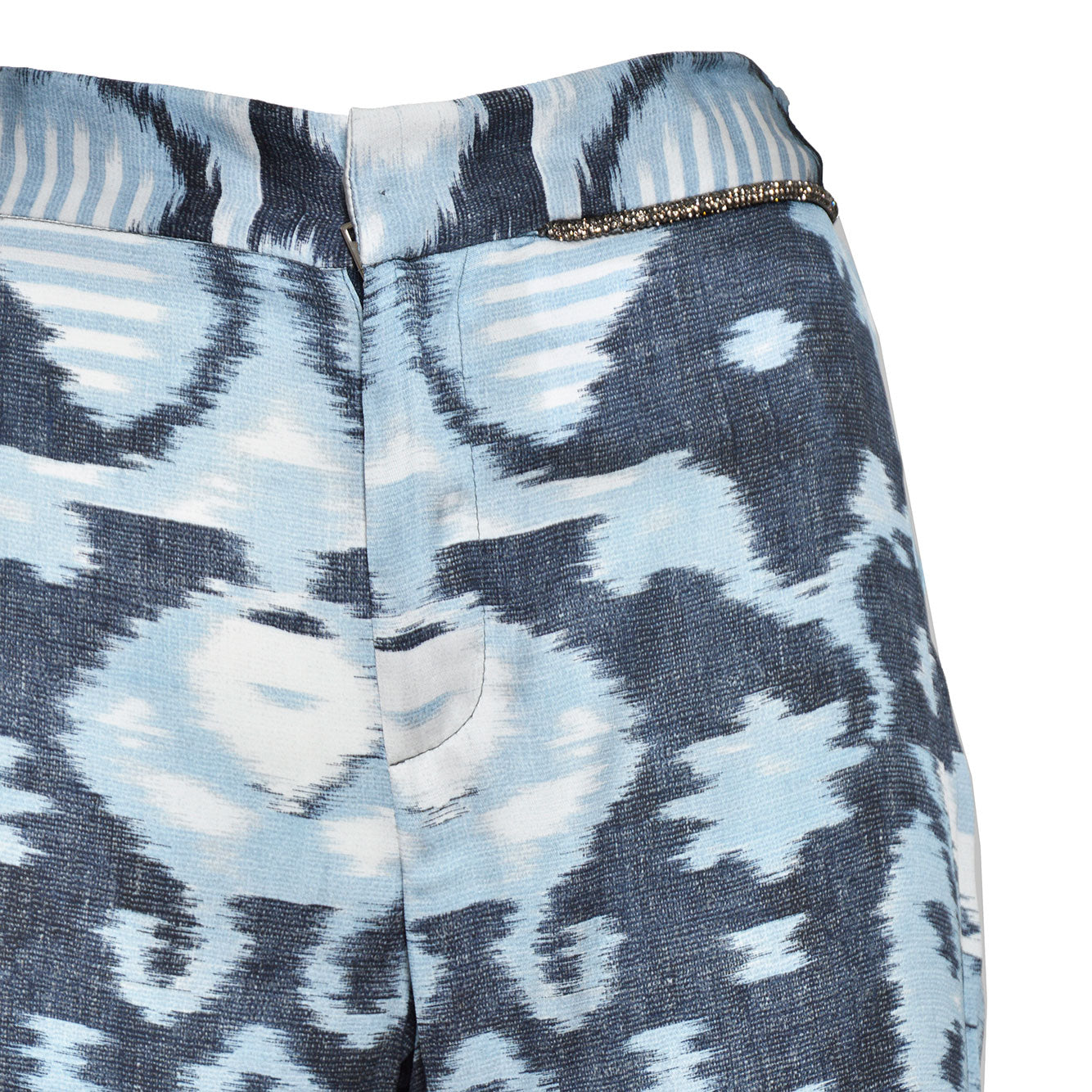 Pantalone flare in viscosa stampata blu Bazar Deluxe 