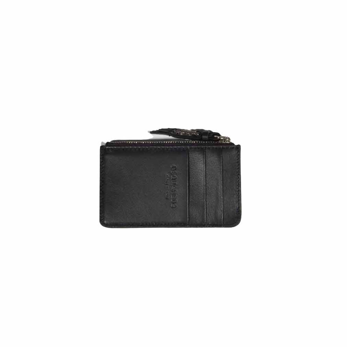 Portacarte Icon Evening in vera pelle nera Dsquared2 