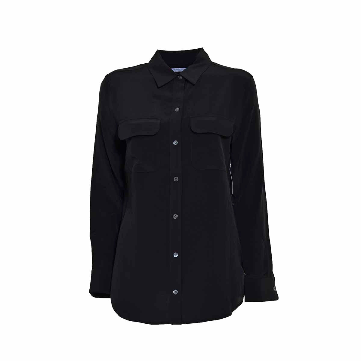 Camicia Slim Signature in pura seta nera Equipment 
