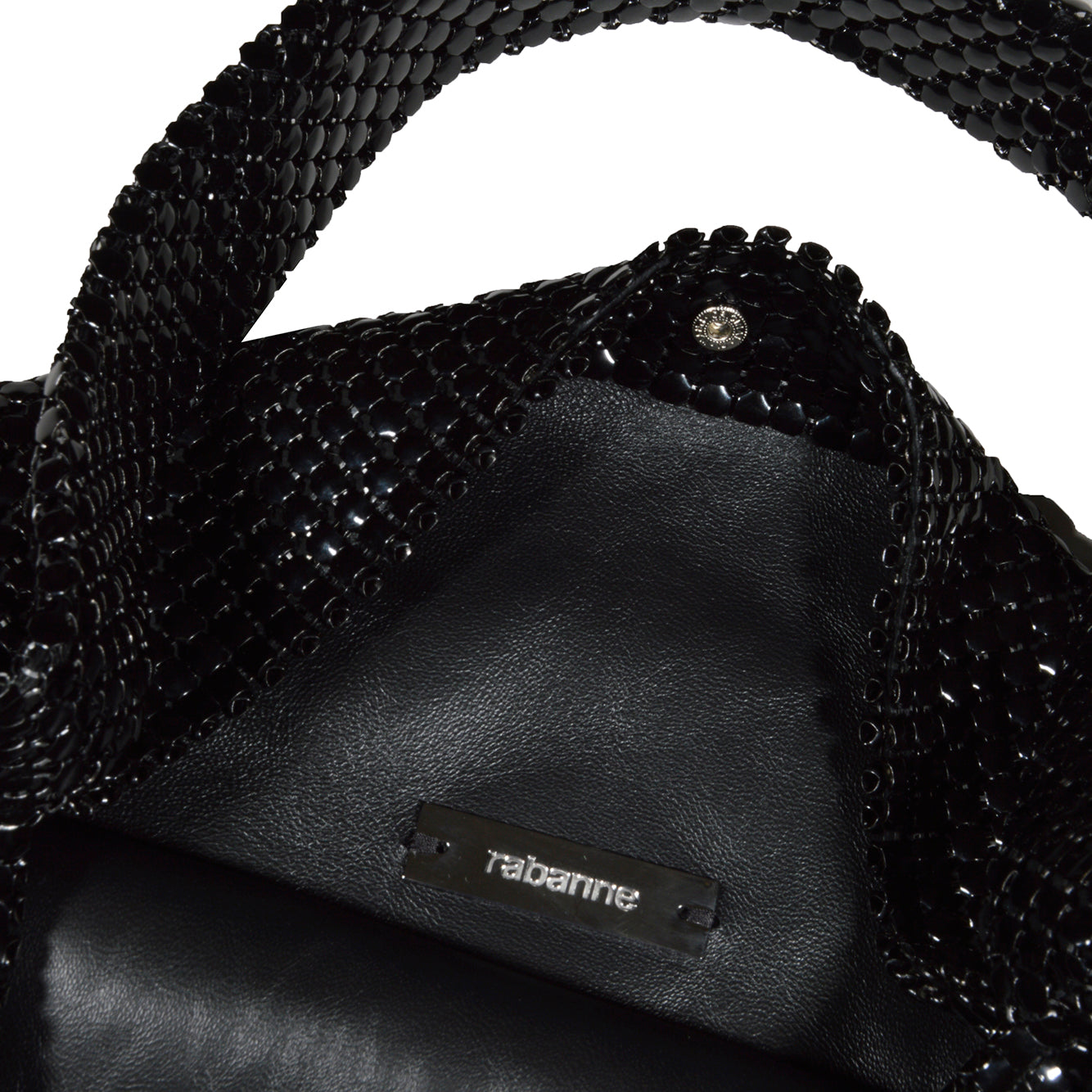 Borsa a mano Pixel media in maglia metallica nera Rabanne 