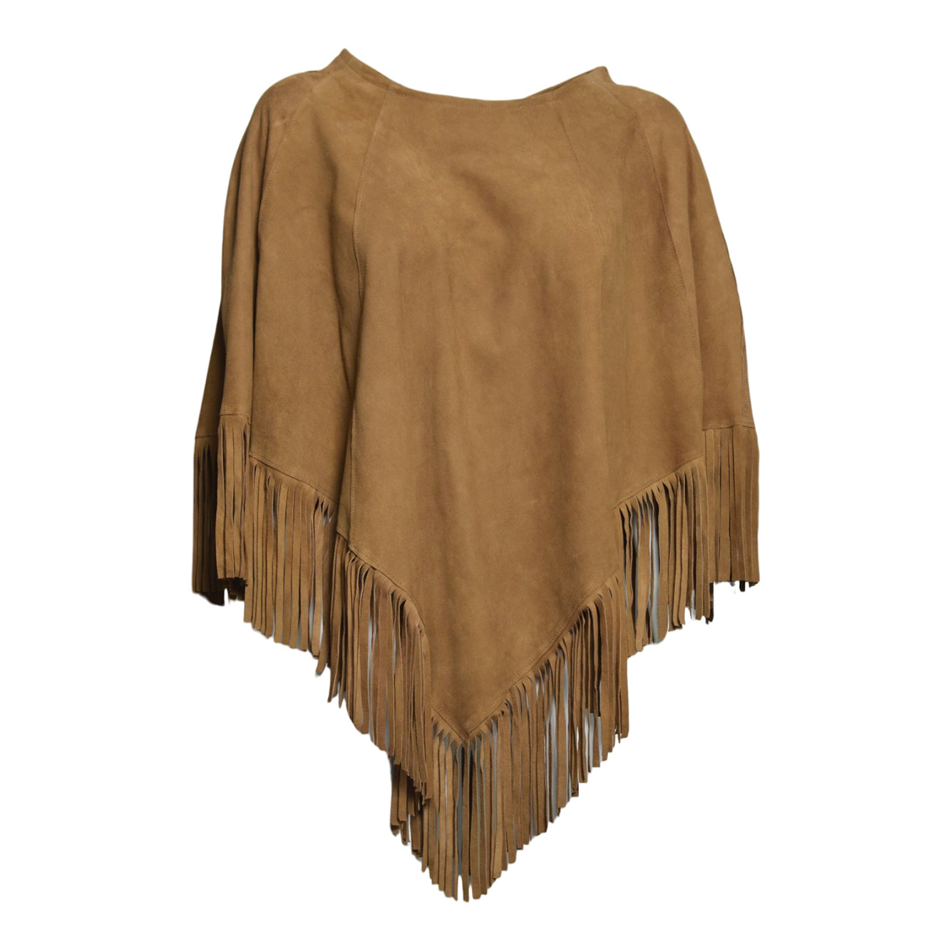 irene poncho100% vera pelle camoscio 