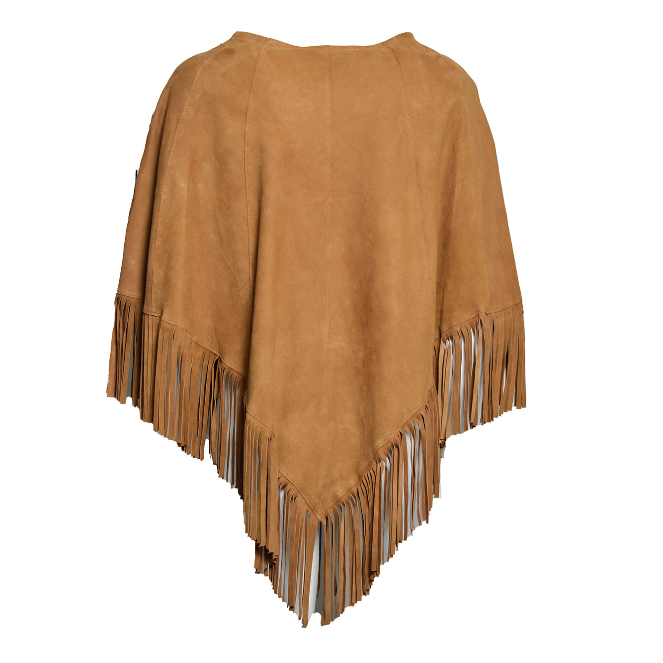 irene poncho100% vera pelle camoscio 