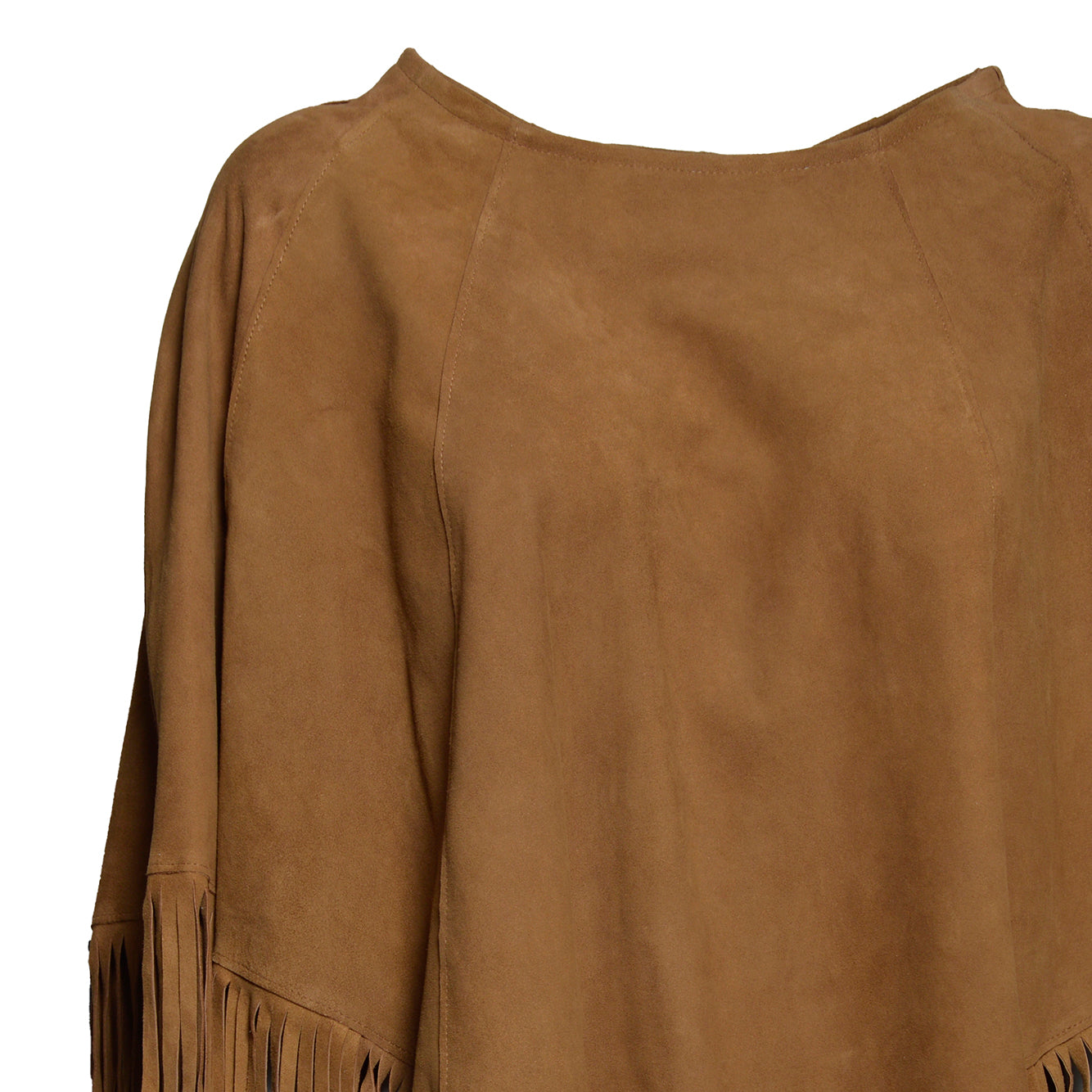 irene poncho100% vera pelle camoscio 