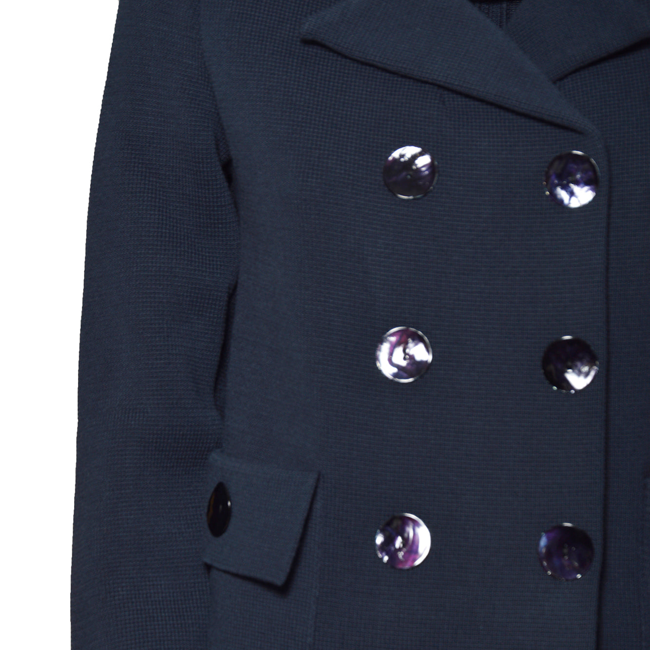 Cappotto corto in maglia di lana blu Charlott 