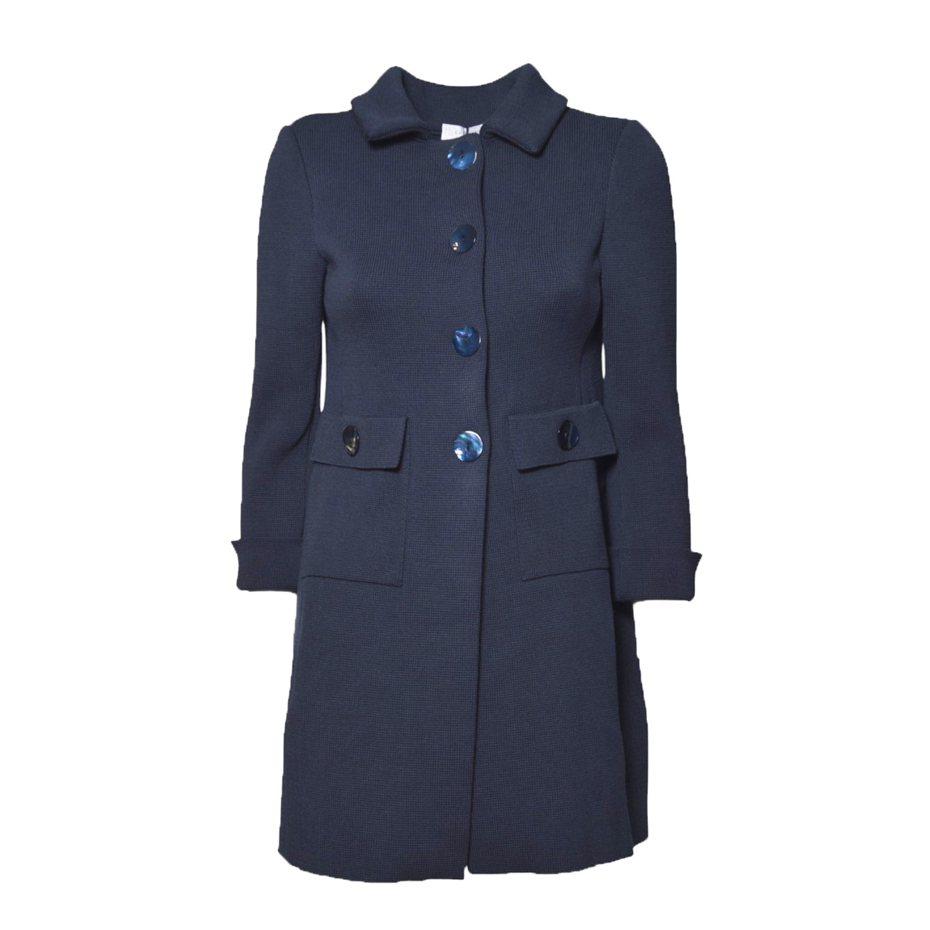 Cappotto corto monopetto in maglia di cotone blu Charlott 
