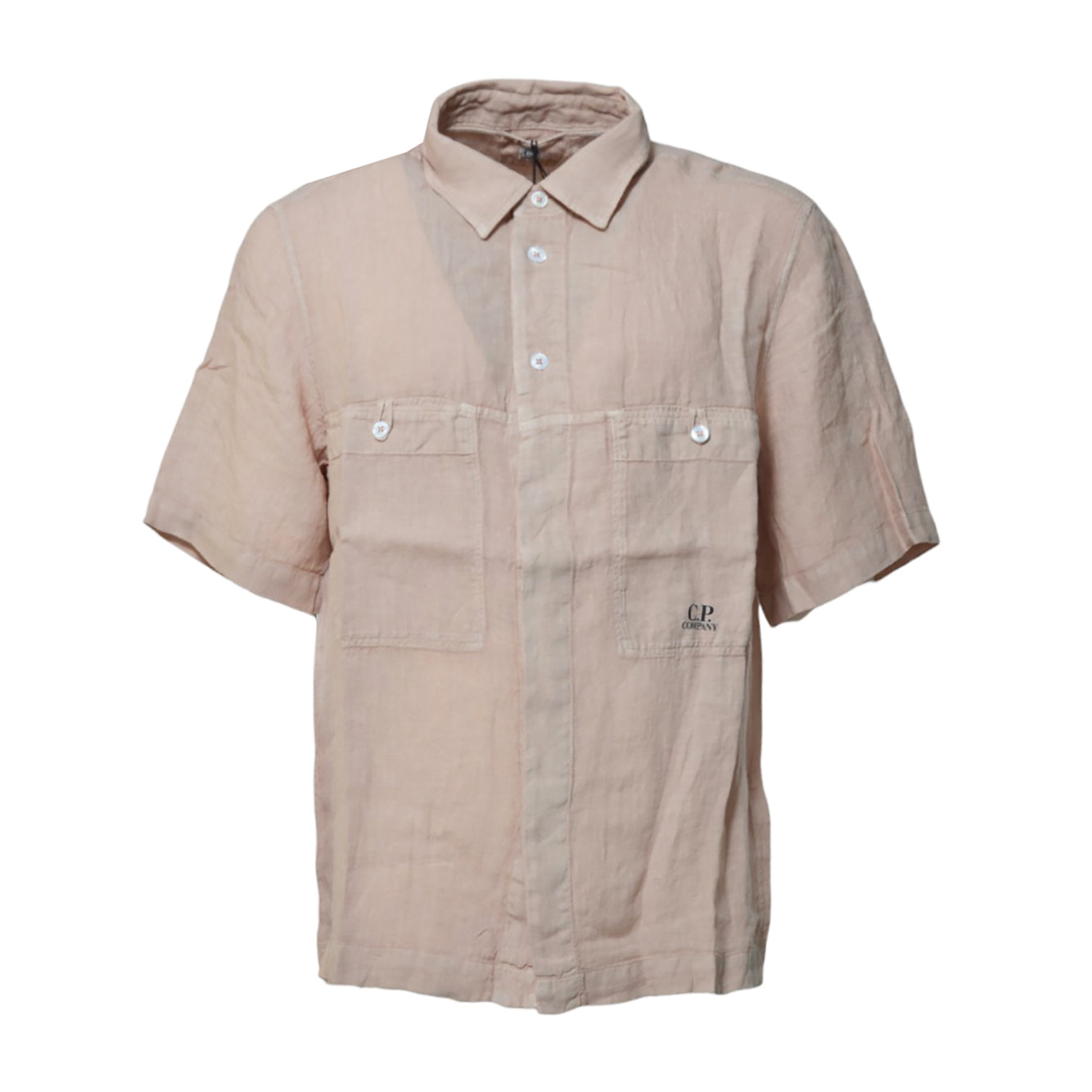 Camicia Boxy maniche corte in lino rosa C.P. Company 