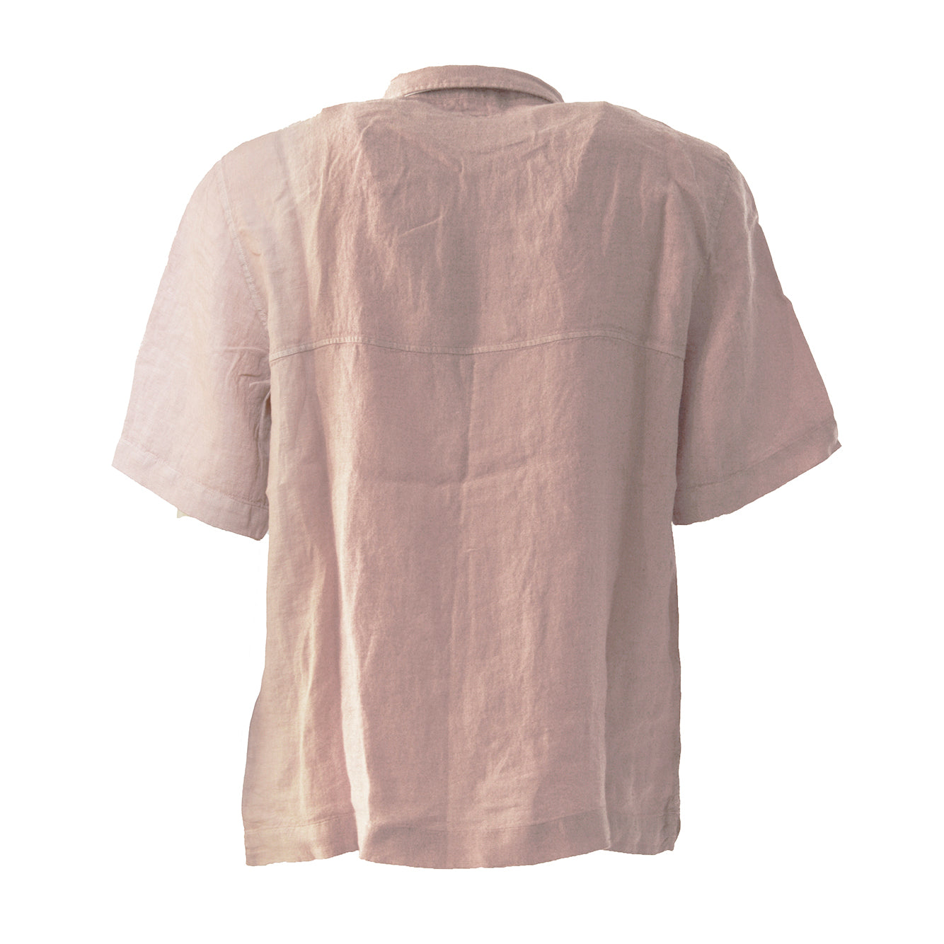Camicia Boxy maniche corte in lino rosa C.P. Company 