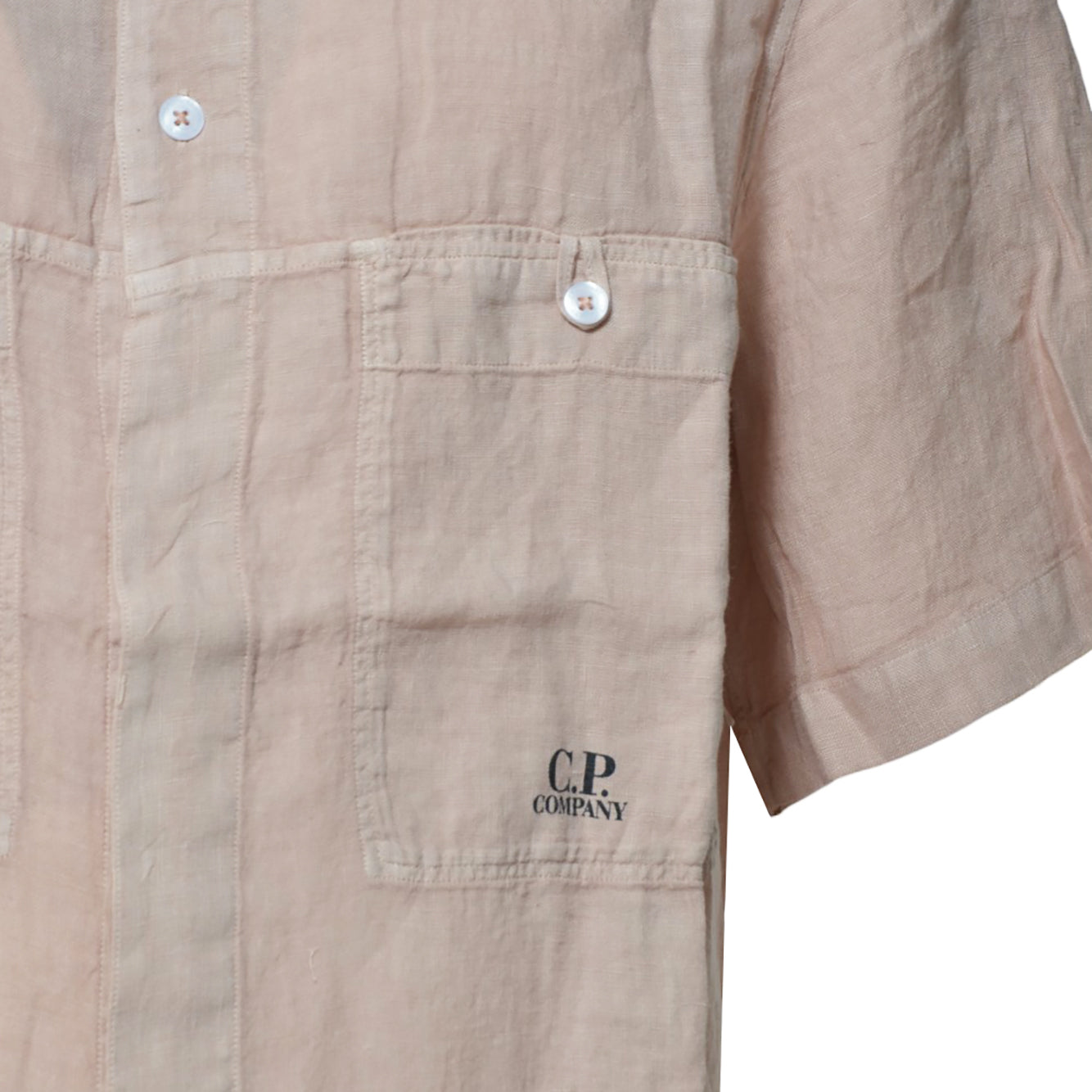 Camicia Boxy maniche corte in lino rosa C.P. Company 