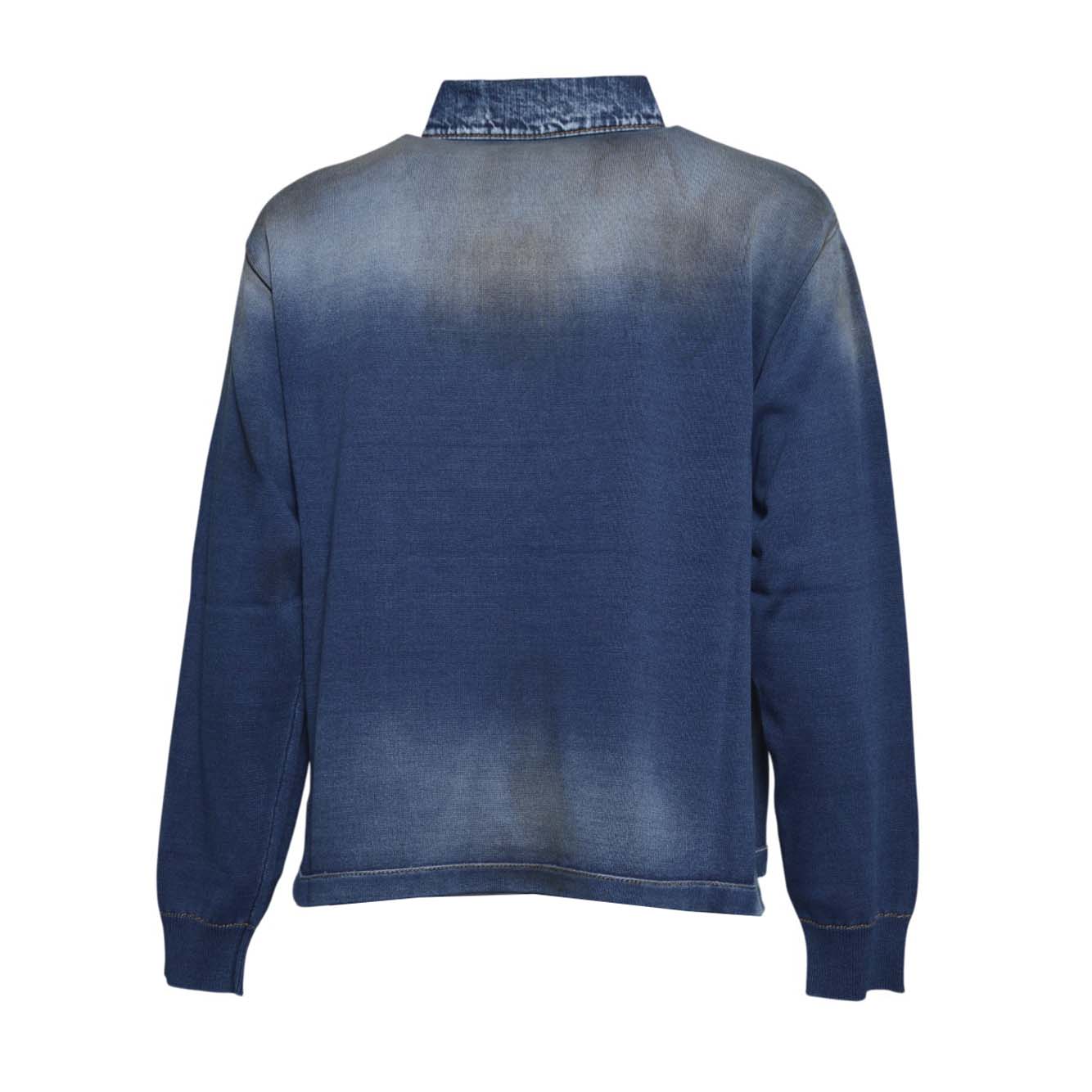 denim effect knit long sleeves polo 