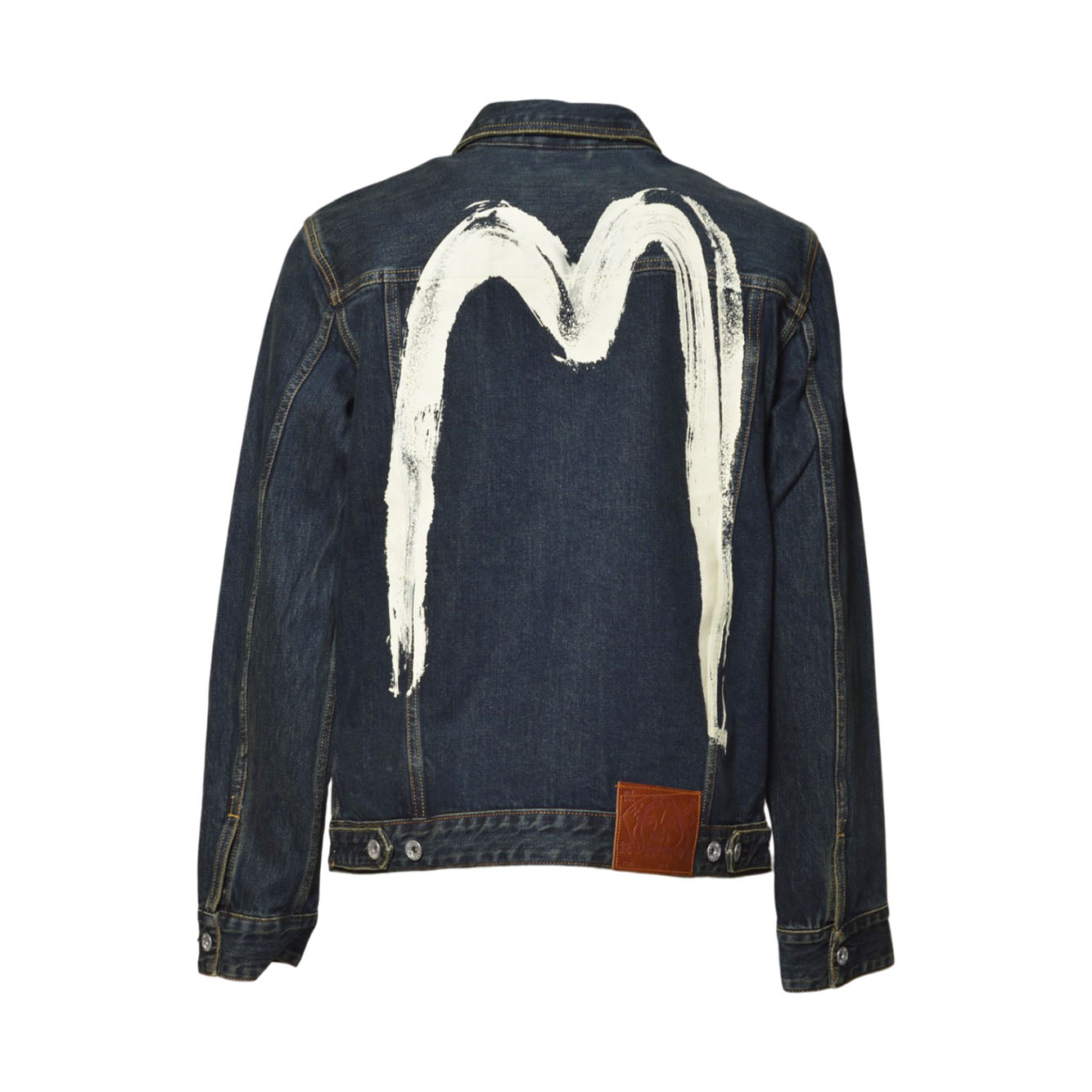 ht, washed denim jacket w/ printed daicockindigo 